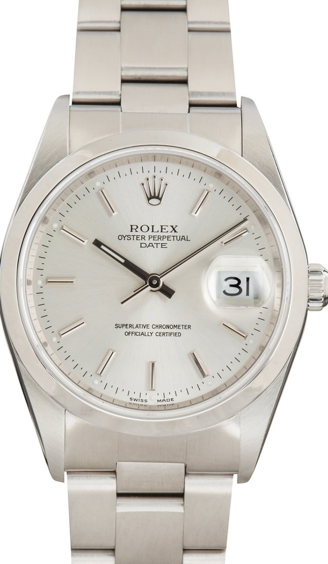 Rolex 15200 Oyster Perpetual Date Watch Silver Stick Dial (1 of 6)