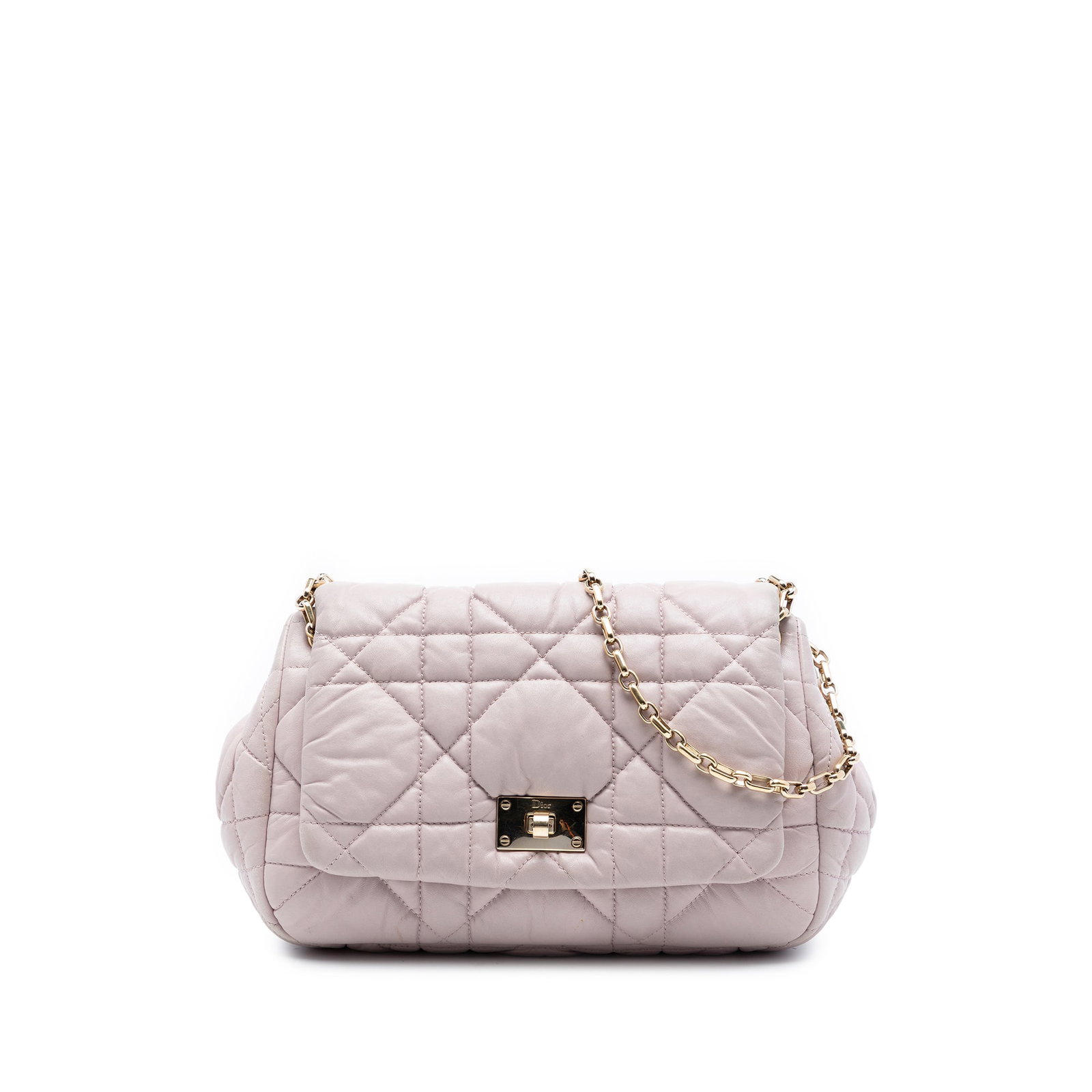 Dior Milly La Foret Pink Lambskin Chain Shoulder Bag: Dior Milly La Foret Pink Lambskin Chain Shoulder Bag This Dior Lambskin Cannage Milly La Foret Shoulder Bag features a quilted leather body in pink, complemented by a curb chain strap with a leather g