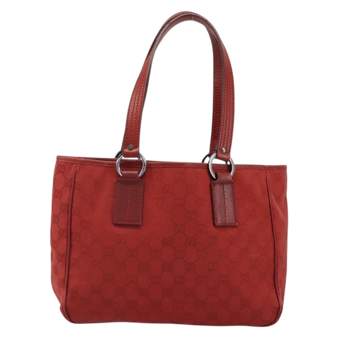 Gucci Vintage Open Tote Red GG Canvas Leather Trim Bag (1 of 18)