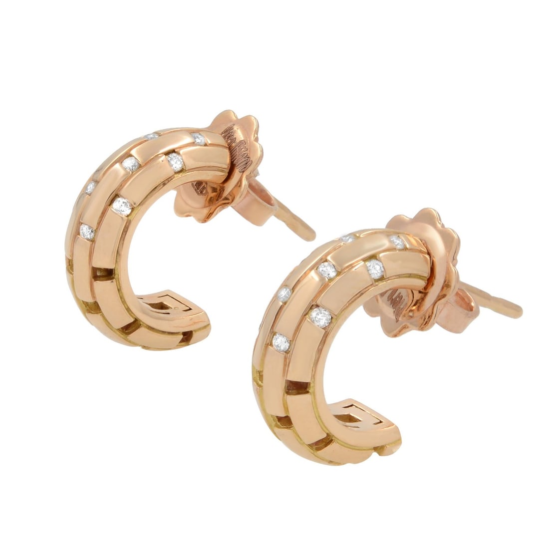 Piero Milano 18k Rose Gold Mini Huggie Earrings with Natural Diamonds 0.10ct (1 of 5)