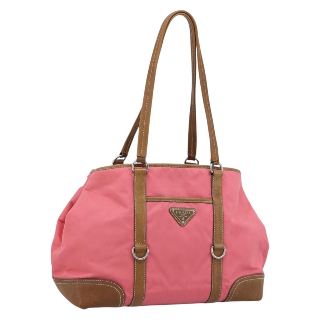 PRADA Pink Silver Leather Tote Bag with Dust Bag Card: PRADA Pink Silver Leather Tote Bag with Dust Bag Card Authentic Prada tote bag in pink and silver leather with a structured everyday silhouette. Made in Italy, this women's bag includes the dust bag a