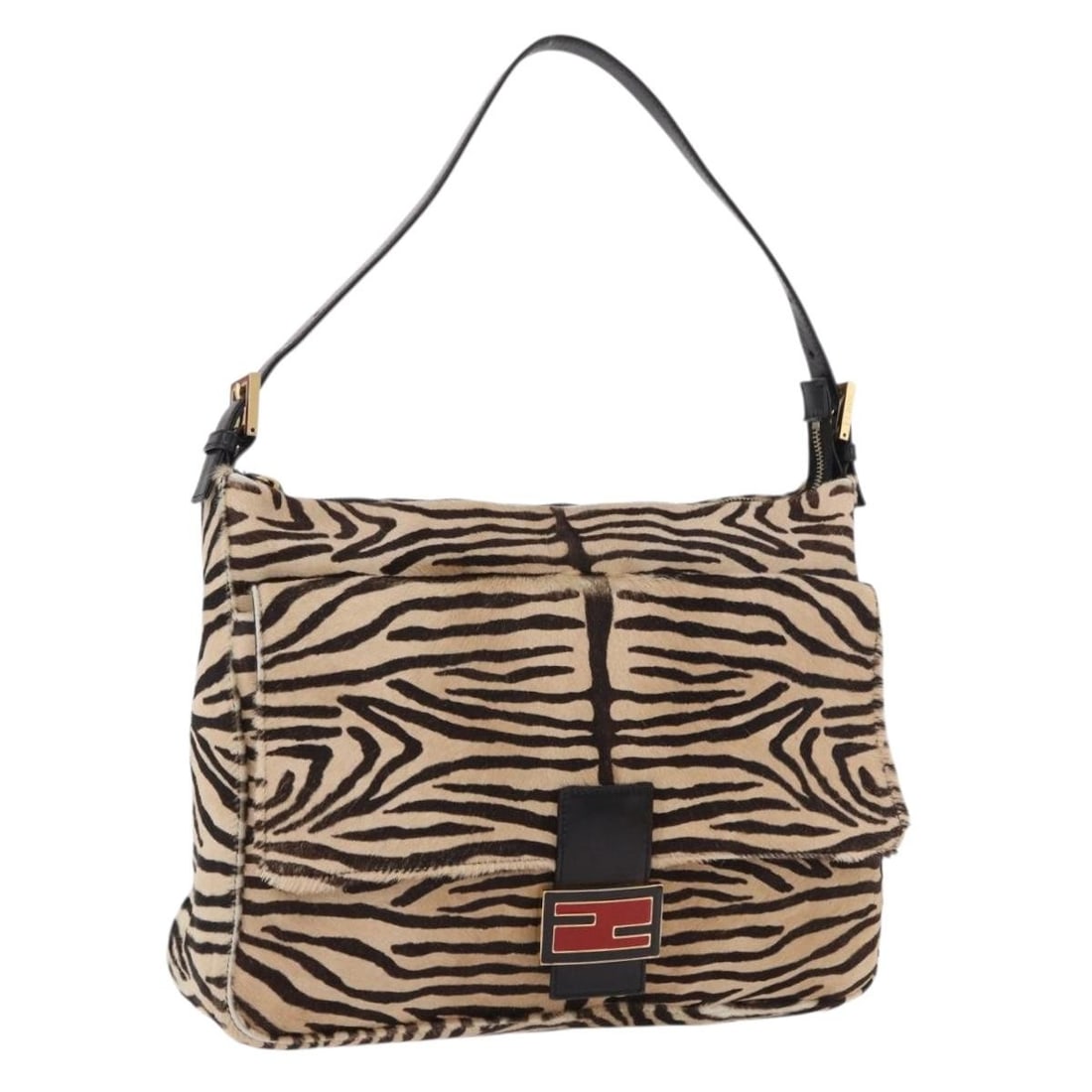 Fendi Mamma Baguette Shoulder Bag Zebra Beige Gold Unborn Calf Skin: Fendi Mamma Baguette Shoulder Bag Zebra Beige Gold Unborn Calf Skin Fendi Mamma Baguette shoulder bag in beige and gold zebra pattern harako leather. Made in Italy, this women's bag includes a dust ba