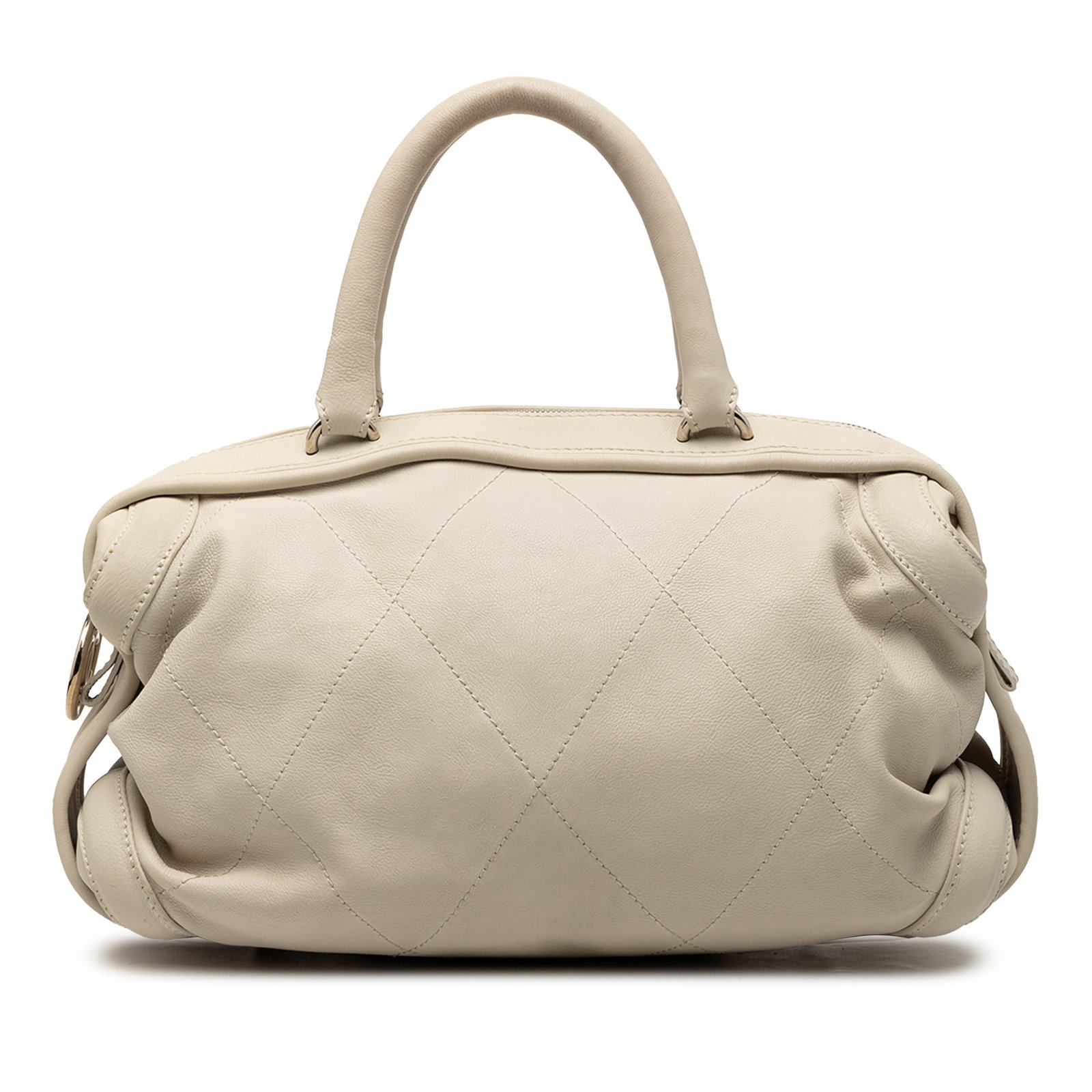 Chanel Wild Stitch CC White Leather Bowling Bag from Italy (1 of 7)