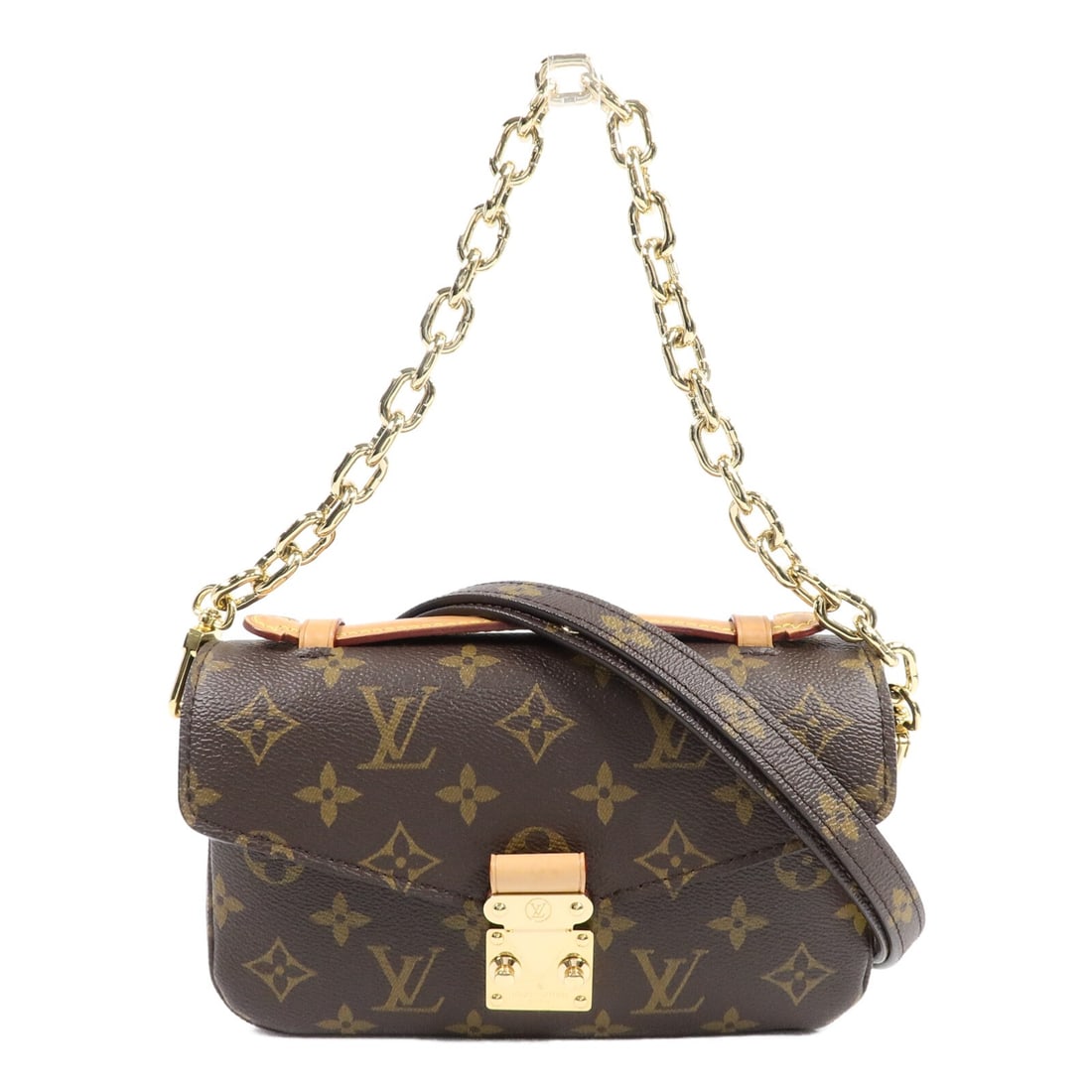 Louis Vuitton Pochette Metis East West M46279 Monogram 2 Way Shoulder Bag: Louis Vuitton Pochette Metis East West M46279 Monogram 2 Way Shoulder Bag Louis Vuitton Pochette Metis East West 2-way shoulder bag in brown Monogram PVC coated canvas. This women's bag features a str