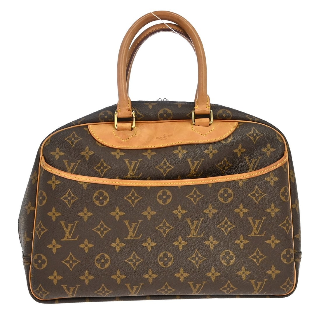 Louis Vuitton Deauville Monogram Canvas Vanity Handbag M47270: Louis Vuitton Deauville Monogram Canvas Vanity Handbag M47270 Louis Vuitton Deauville Bowling Vanity business handbag in Monogram canvas and leather, made in France. It features a zip closure, double 