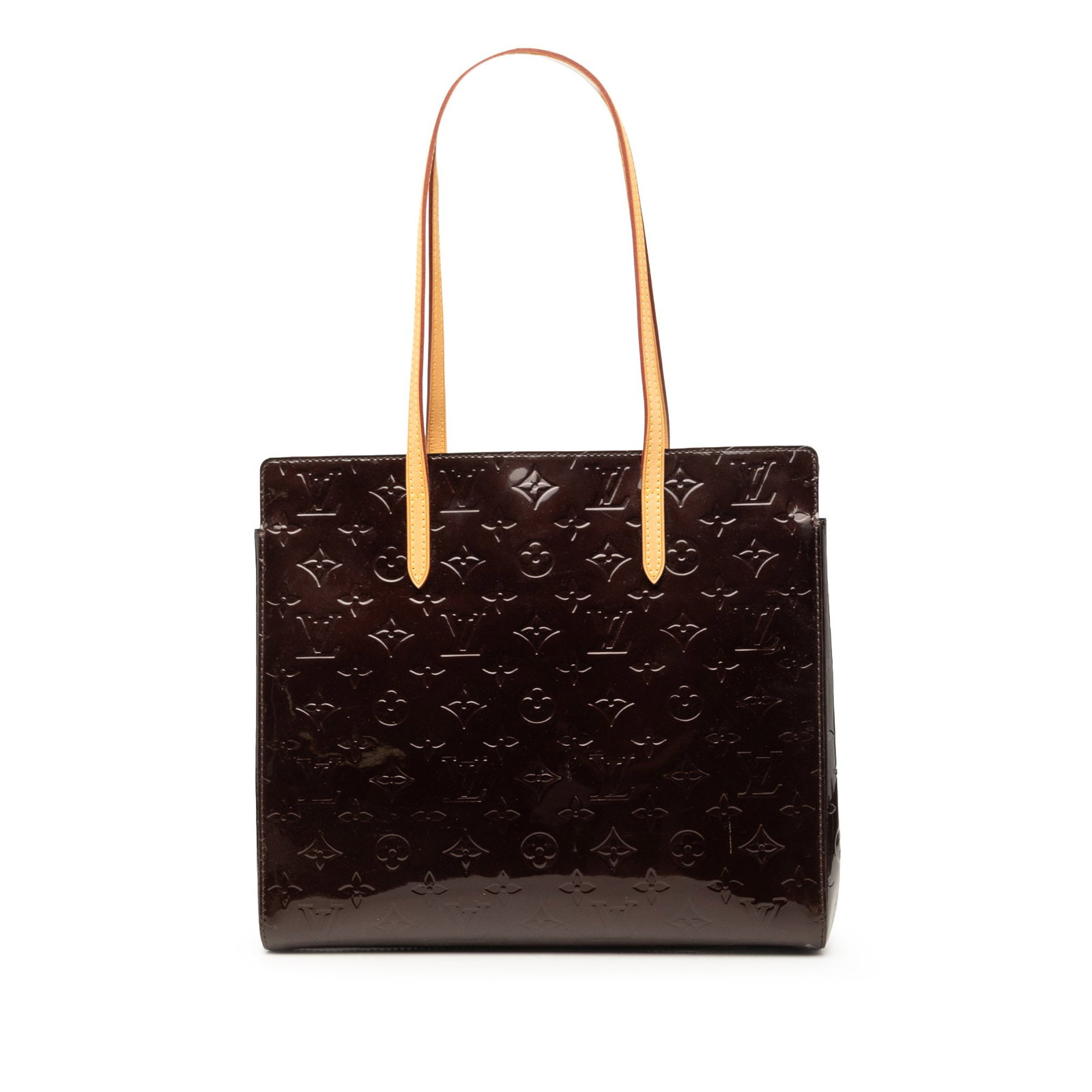 Louis Vuitton Catalina BB Monogram Vernis Purple Leather Handbag: Louis Vuitton Catalina BB Monogram Vernis Purple Leather Handbag Louis Vuitton Monogram Vernis Catalina BB bag crafted with a monogram vernis leather body and flat vachetta leather handles. The design