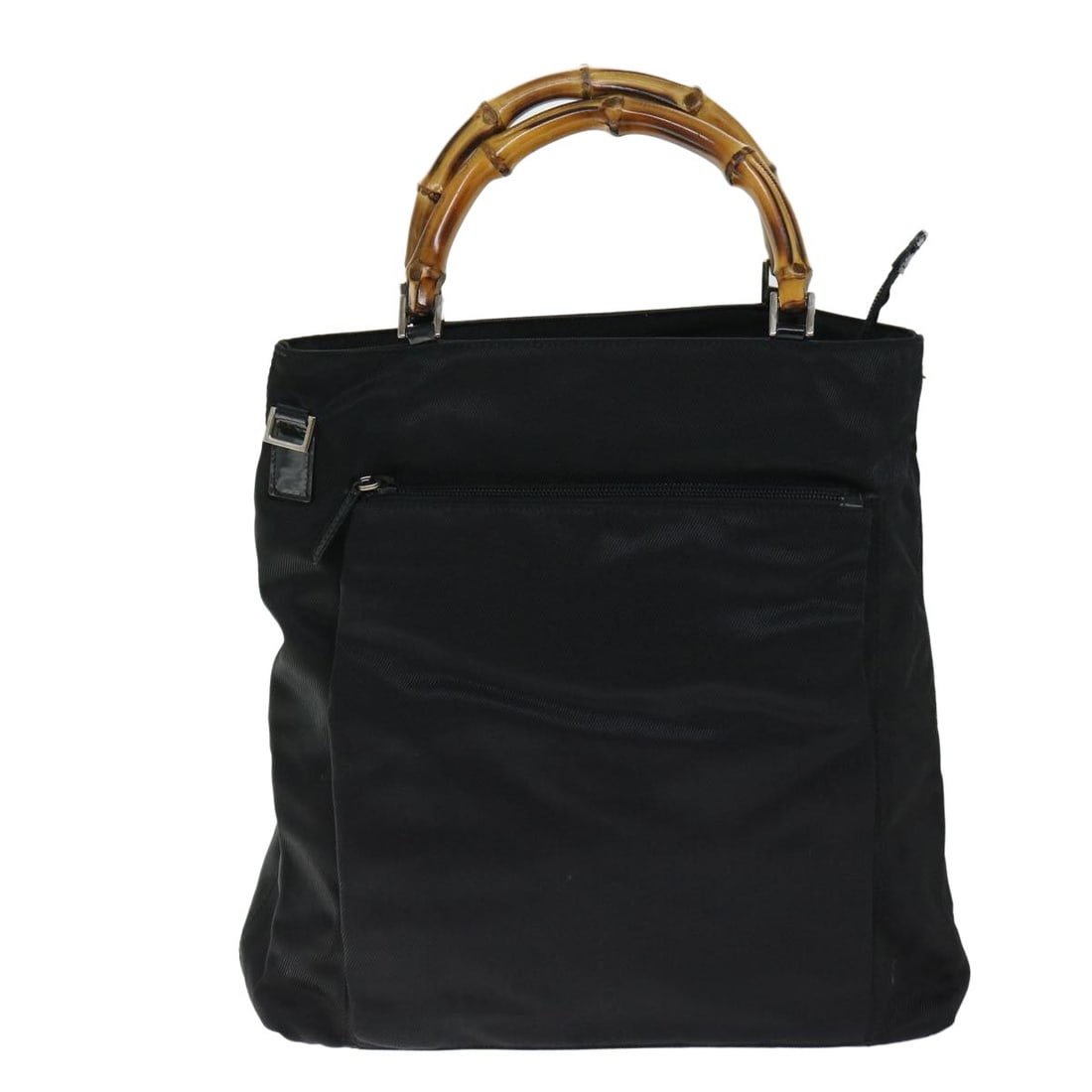 Gucci Vintage Bamboo Handle Nylon Tote Bag Black: Gucci Vintage Bamboo Handle Nylon Tote Bag Black This Gucci Vintage Bamboo Handle Bag is crafted from black nylon and features the iconic bamboo handle design. Made in Italy, it is designed for women 