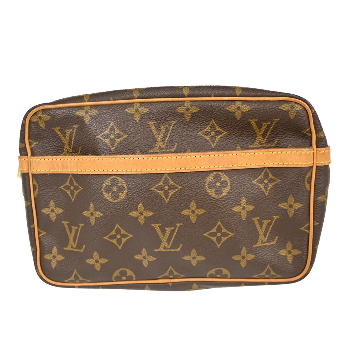 Louis Vuitton Compiegne 23 Monogram Canvas Clutch M51847: Louis Vuitton Compiegne 23 Monogram Canvas Clutch M51847 Vintage Louis Vuitton Compiegne 23 clutch bag in brown Monogram canvas with leather trim and a zip closure. Made in France, this women's medium