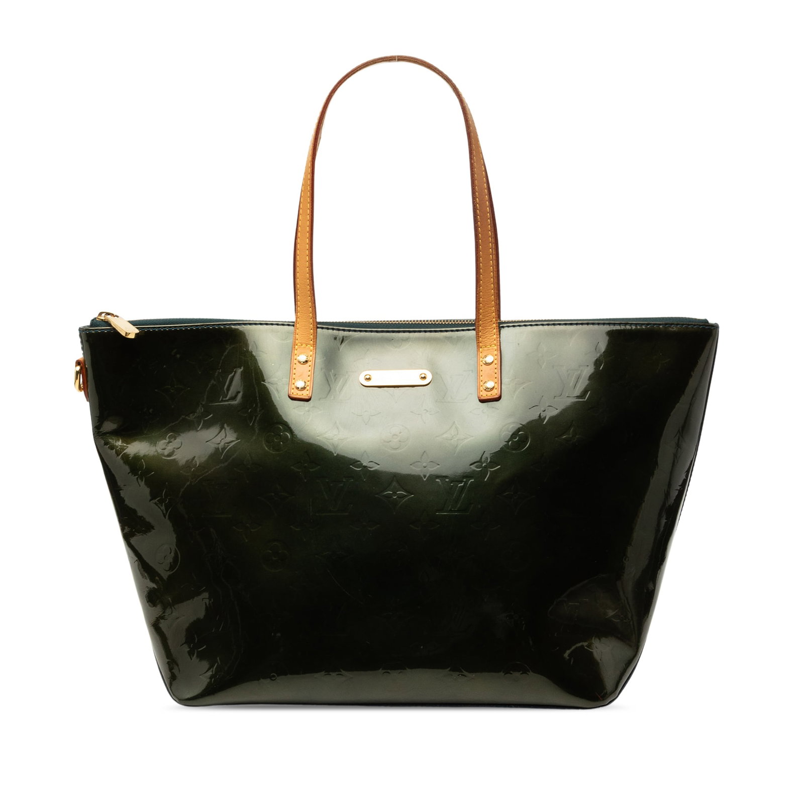 Louis Vuitton Bellevue GM Monogram Vernis Leather Tote Bag: Louis Vuitton Bellevue GM Monogram Vernis Leather Tote Bag Louis Vuitton Monogram Vernis Bellevue GM handbag crafted in leather with flat vachetta leather handles, a top zip closure, and interior slip