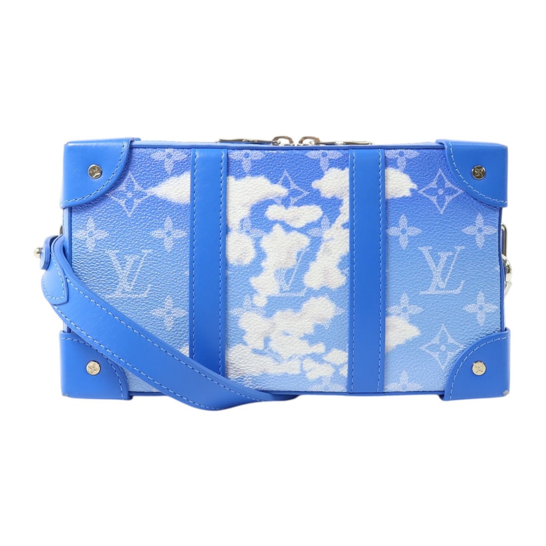 Louis Vuitton M45432 Soft Trunk Wallet Shoulder Bag Blue Monogram Clouds: Louis Vuitton M45432 Soft Trunk Wallet Shoulder Bag Blue Monogram Clouds Louis Vuitton Soft Trunk Wallet Shoulder Bag, model M45432, in blue and white Monogram Clouds design. Made from PVC coated canv