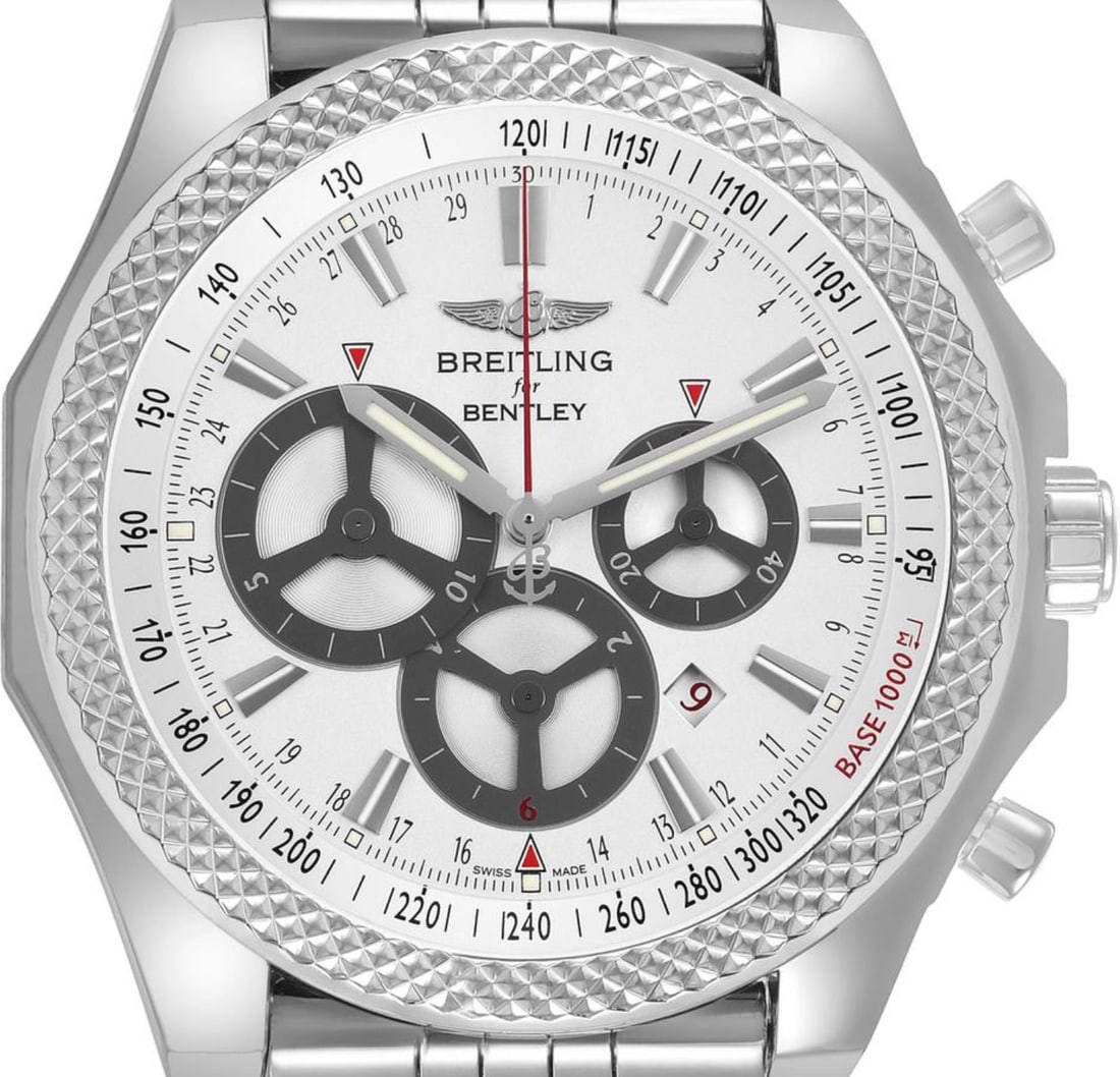 Breitling A25366 Bentley Barnato Racing mens watch silver dial bracelet (1 of 7)