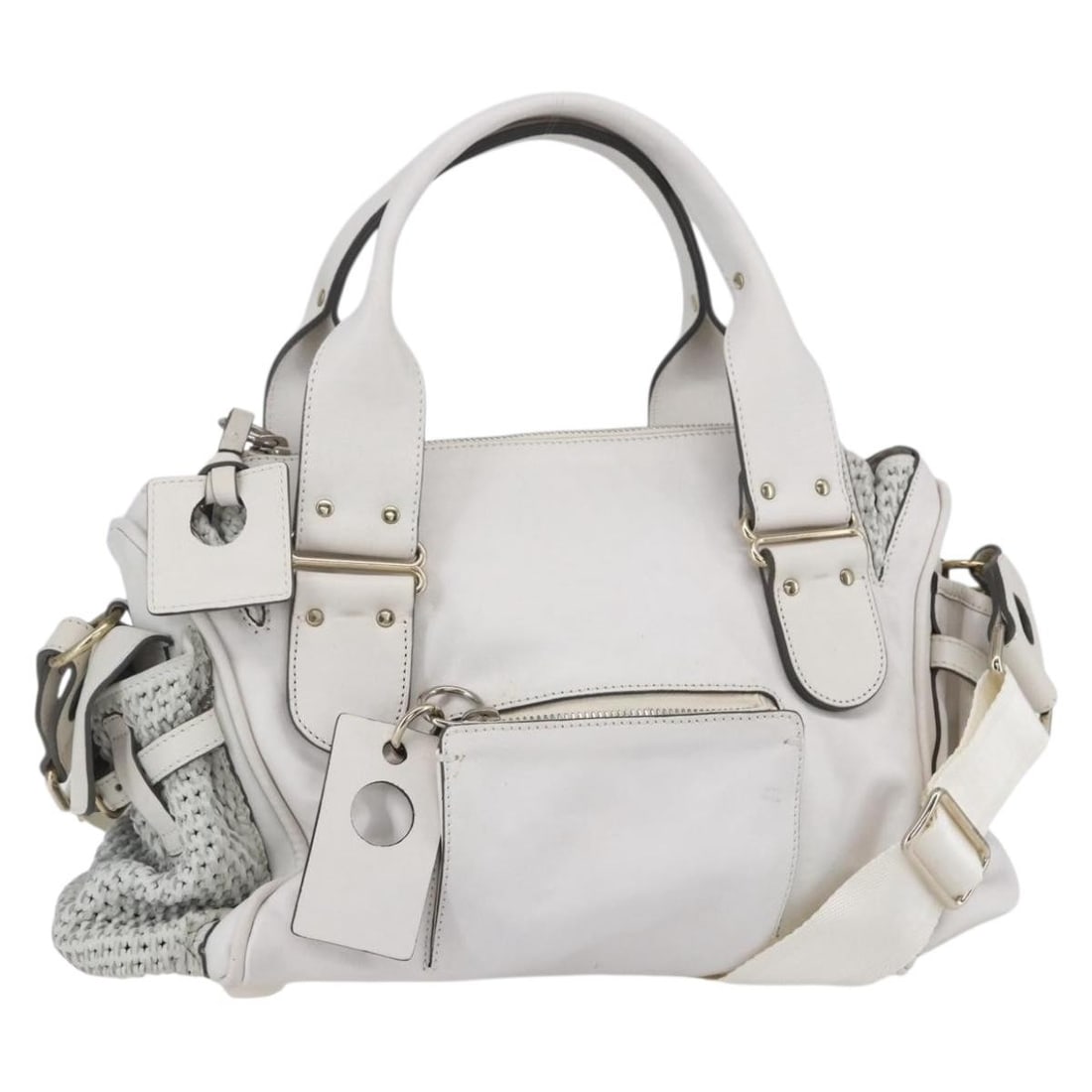 Chloe Vintage White Leather Handbag 30cm x 24cm x 12cm: Chloe Vintage White Leather Handbag 30cm x 24cm x 12cm Vintage Chloe leather bag in white with a structured silhouette and a good overall condition. It shows signs of prior use including light exterio