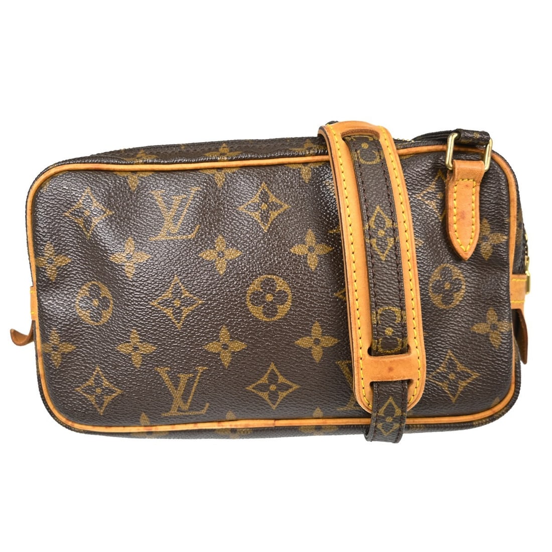 Louis Vuitton Pochette Marly Bandouliere Shoulder Bag Monogram Canvas: Louis Vuitton Pochette Marly Bandouliere Shoulder Bag Monogram Canvas Louis Vuitton Pochette Marly Bandouliere in brown monogram canvas. This unisex bag is made in France and remains in good condition