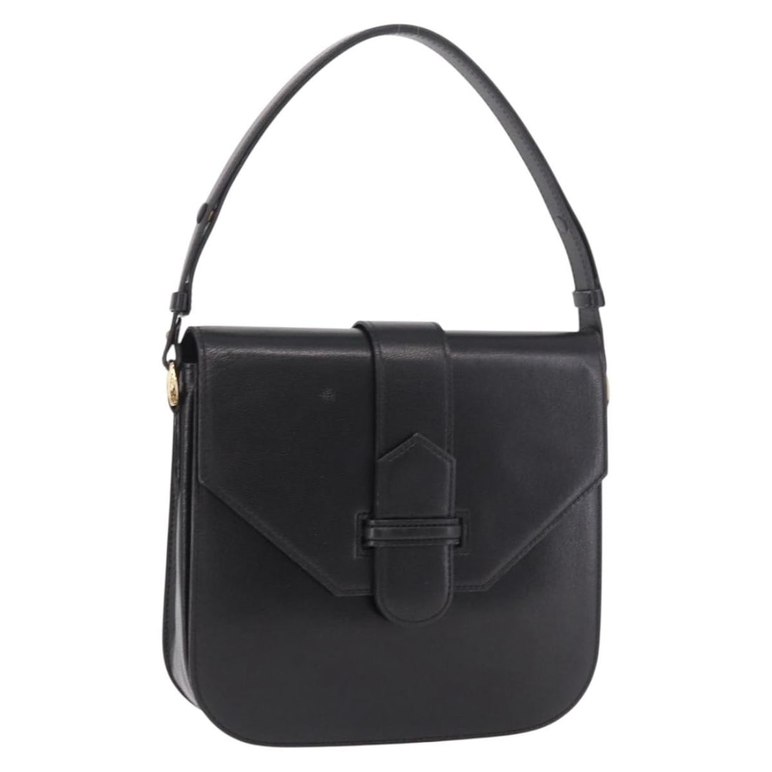 Black Leather Hand Bag Saint Laurent Gold Tone Auth 190584: Black Leather Hand Bag Saint Laurent Gold Tone Auth 190584 Saint Laurent leather handbag in black with gold-tone accents. This women's handbag is made in Italy and includes only the bag shown; the ite