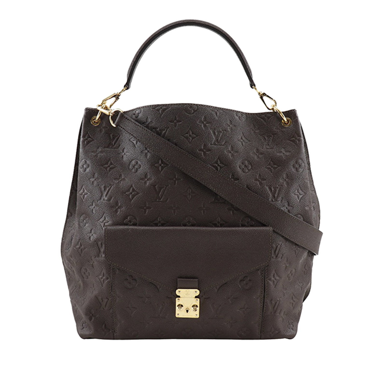 Louis Vuitton Empreinte Leather Metis Hobo Bag with S-Lock Front Pocket: Louis Vuitton Empreinte Leather Metis Hobo Bag with S-Lock Front Pocket The Louis Vuitton Monogram Empreinte Metis Hobo is crafted from leather and features a flat leather top handle, a detachable fla