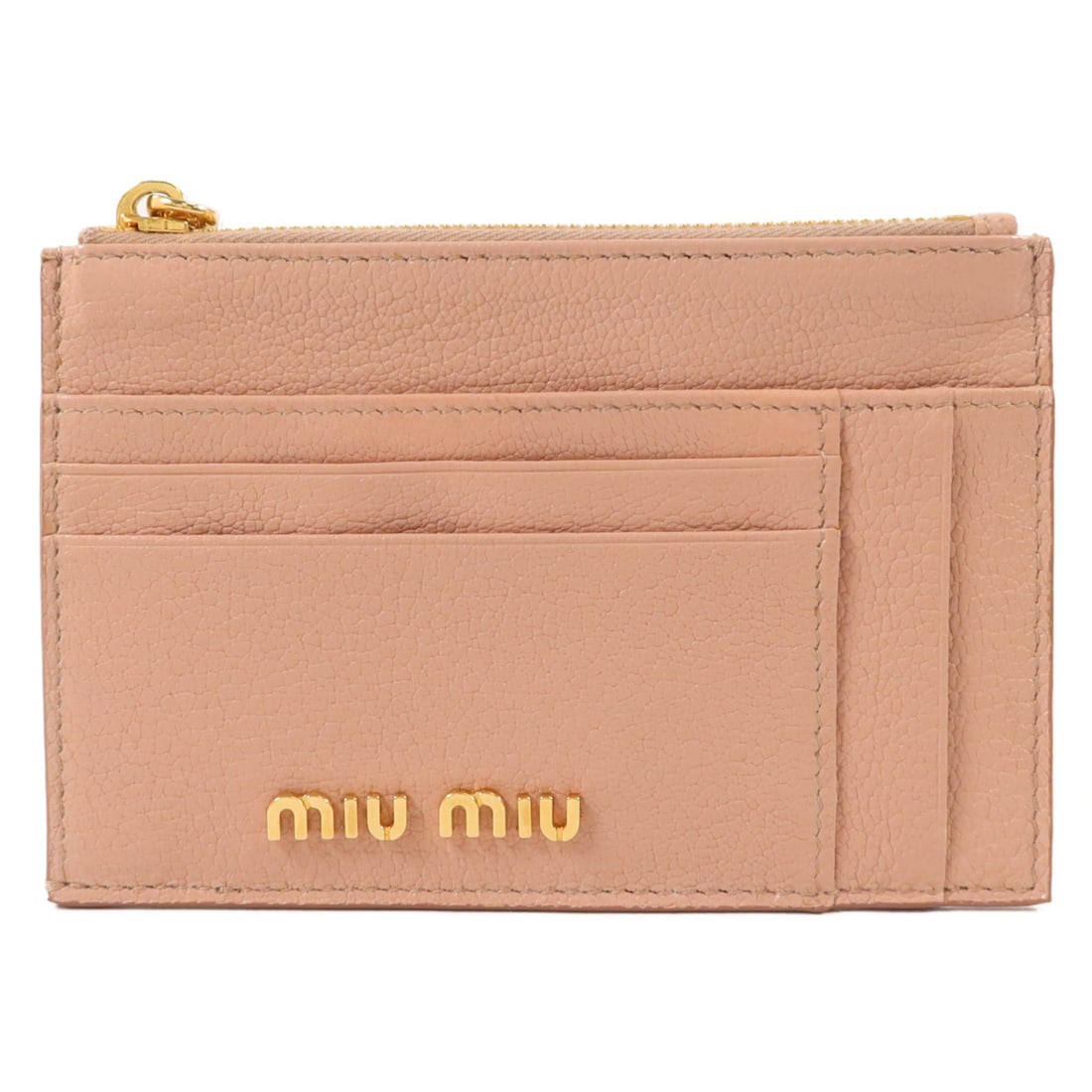 Miu Miu pink calfskin card case with box: Miu Miu pink calfskin card case with box Miu Miu card case in pink calfskin (cowhide) leather, designed for women and made in Italy. It features a fastener pocket and capacity for up to 10 cards. The 