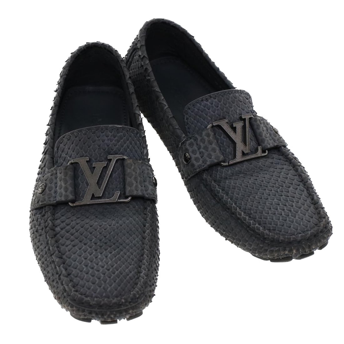 Louis Vuitton leather driving shoes black gray womens size 7 (1 of 18)
