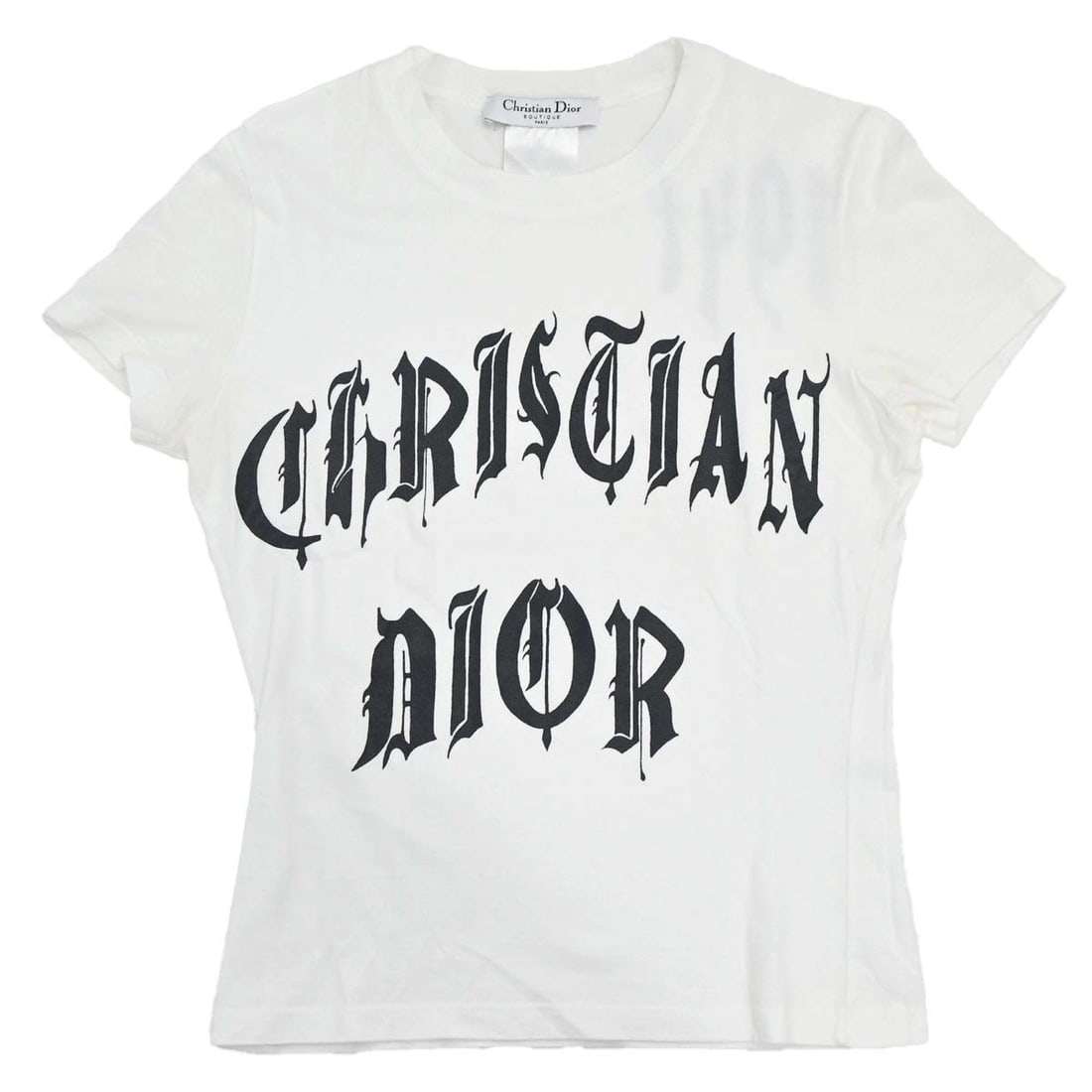 Dior white cotton logo short sleeve T shirt size 38: Dior white cotton logo short sleeve T shirt size 38 White Christian Dior women's T-shirt with a regular fit, short sleeves, and a round neckline. Made from 100% cotton and finished with logo accents, 