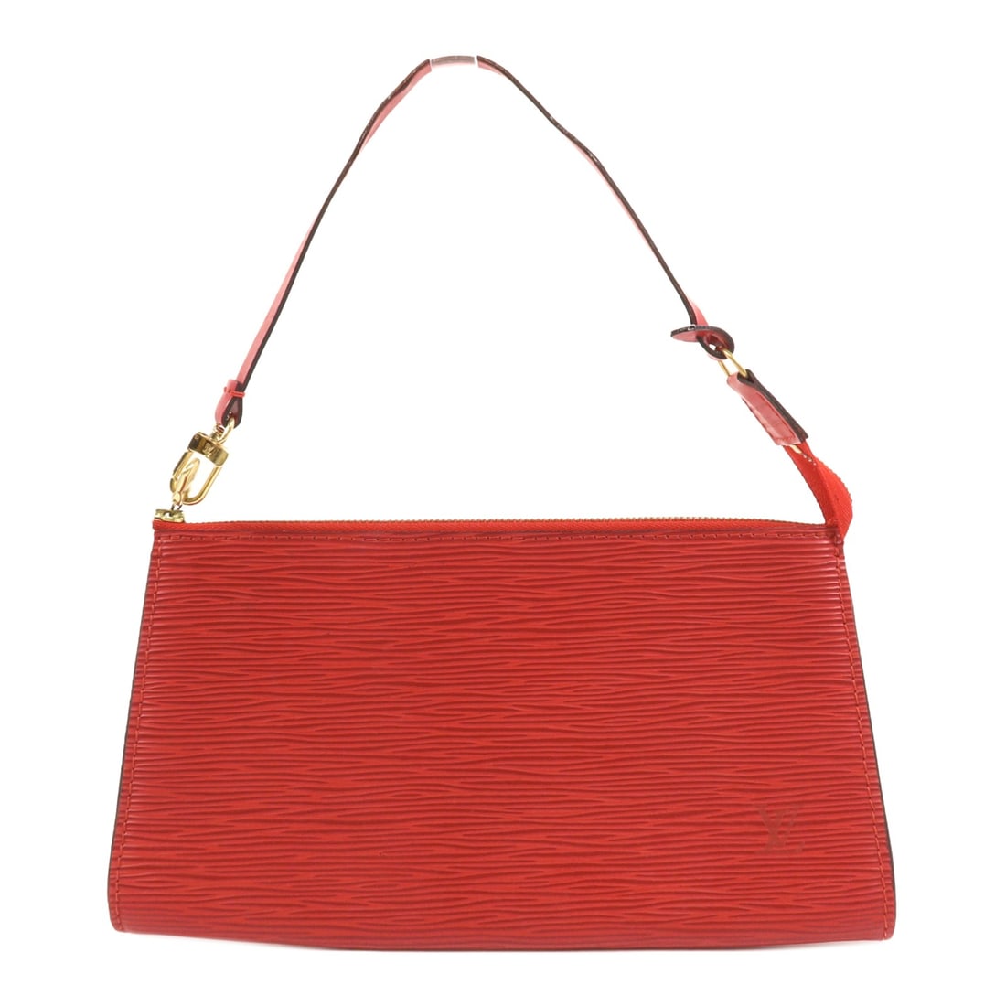 Louis Vuitton M52947 Epi Red Accessory Pouch with Handle: Louis Vuitton M52947 Epi Red Accessory Pouch with Handle Louis Vuitton Pochette Accessories handbag in red Epi and calfskin leather. This women's accessory pouch with handle features a top fastener cl