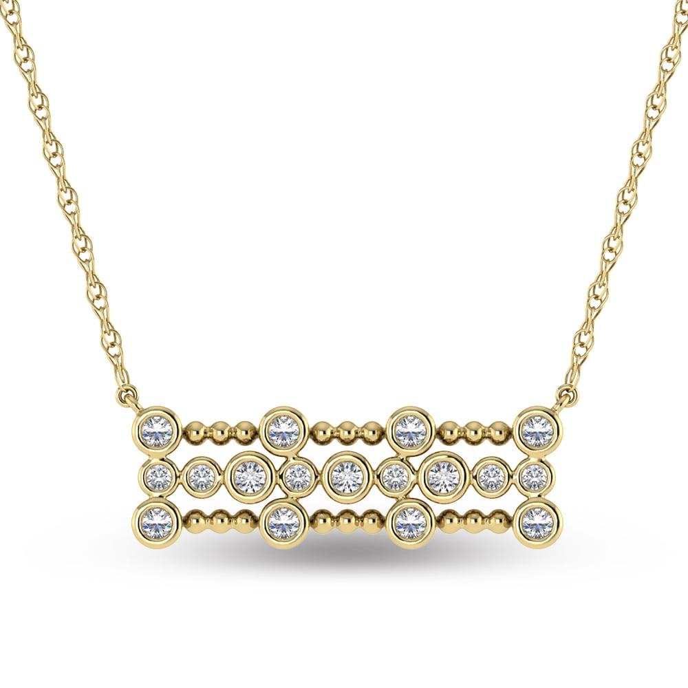 14K Yellow Gold Diamond 1/4 Ct.Tw. Fashion Necklace: 14K Yellow Gold Diamond 1/4 Ct.Tw. Fashion Necklace 14k Yellow Gold Stone Color: G-h Stone Clarity: Si2 Unless otherwise specified, pendants that include a chain are paired with our standard 18-inch l