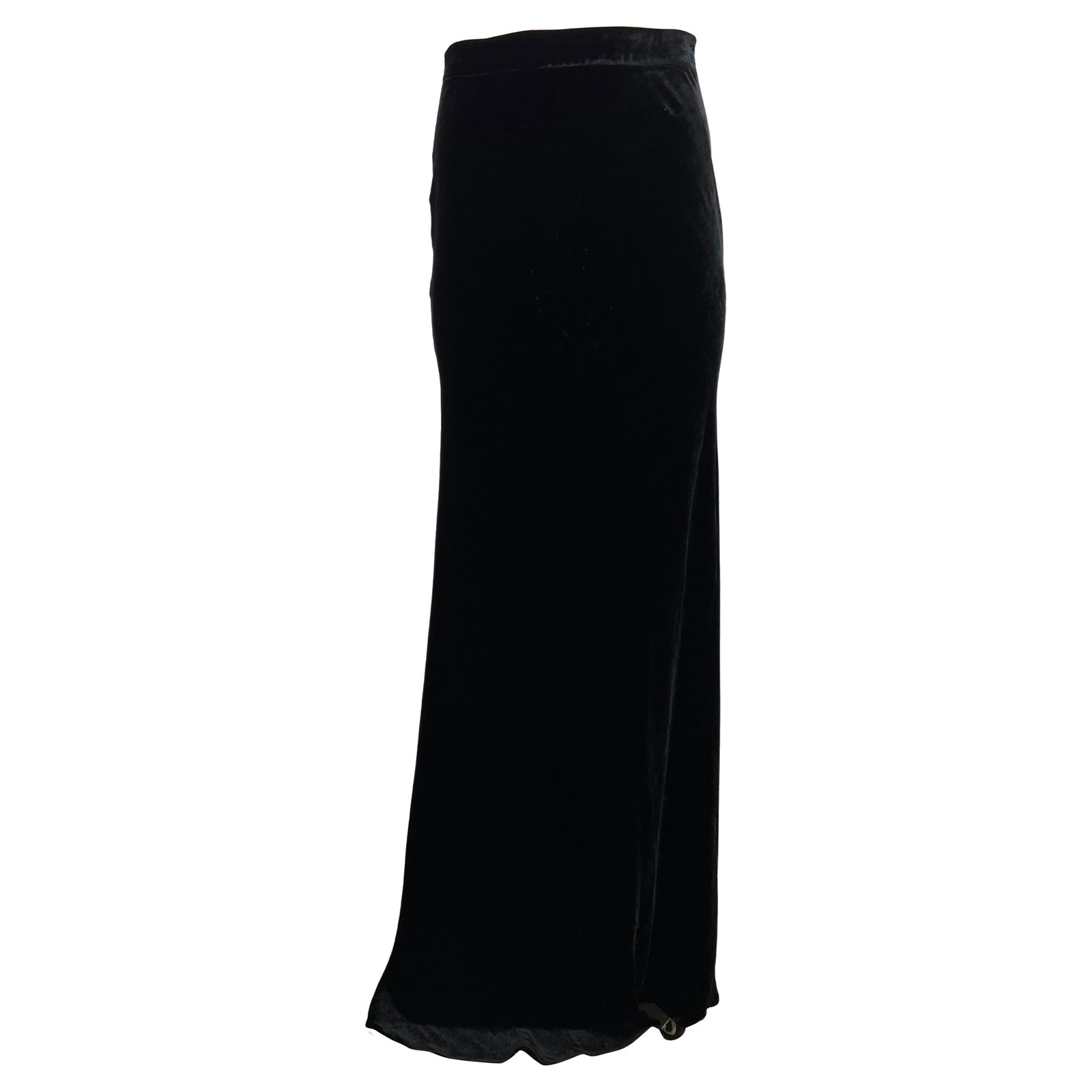 Roberto Cavalli floor length black velvet skirt EU 42: Roberto Cavalli floor length black velvet skirt EU 42 A Roberto Cavalli black velvet maxi evening skirt in marked size 42 (EU). It features a floor-length silhouette with a side zip closure and is des