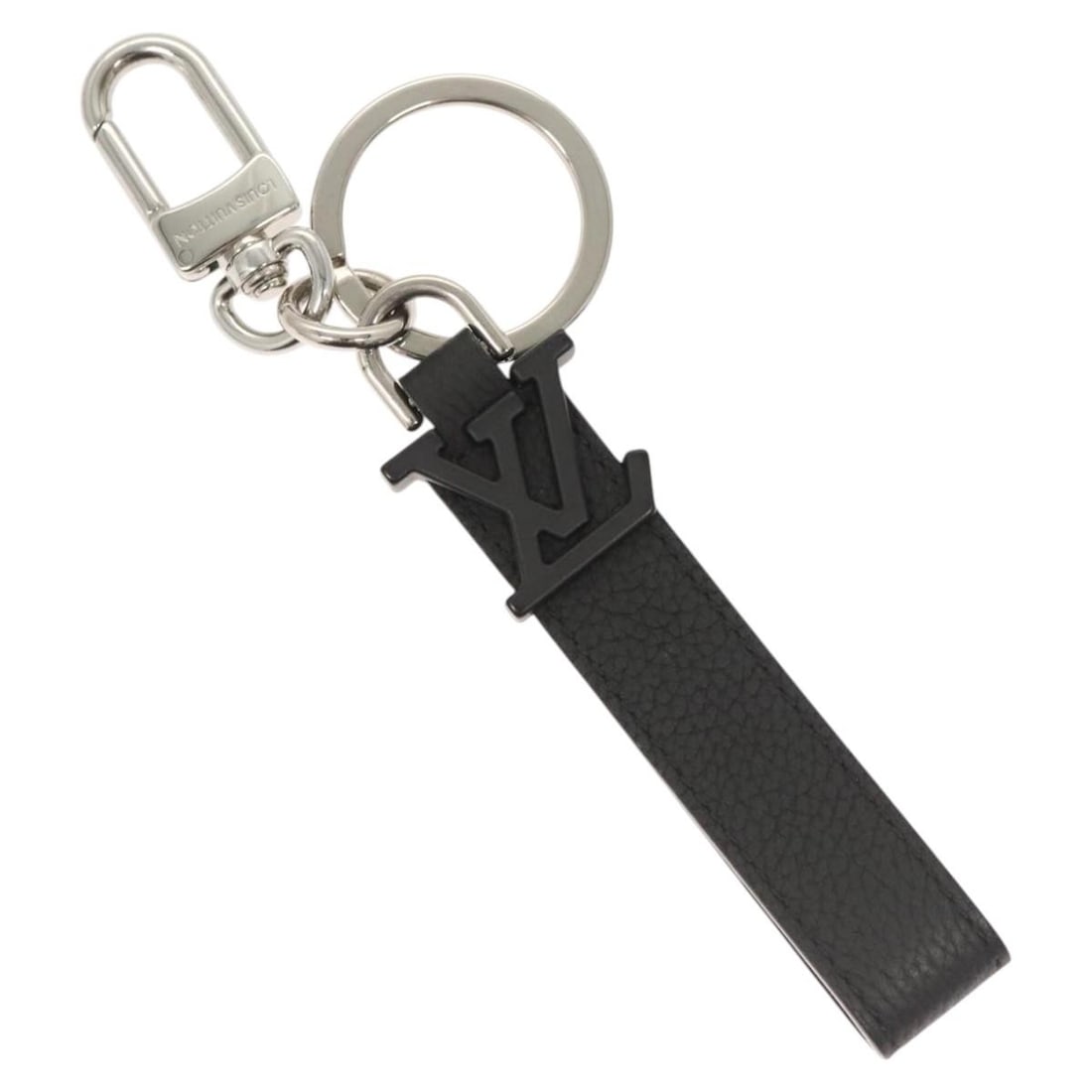 Louis Vuitton M01194 black leather key ring Italy: Louis Vuitton M01194 black leather key ring Italy Louis Vuitton Dragon Nua Erogram key ring in black leather. This women's accessory is made in Italy and features a clean, excellent overall condition 