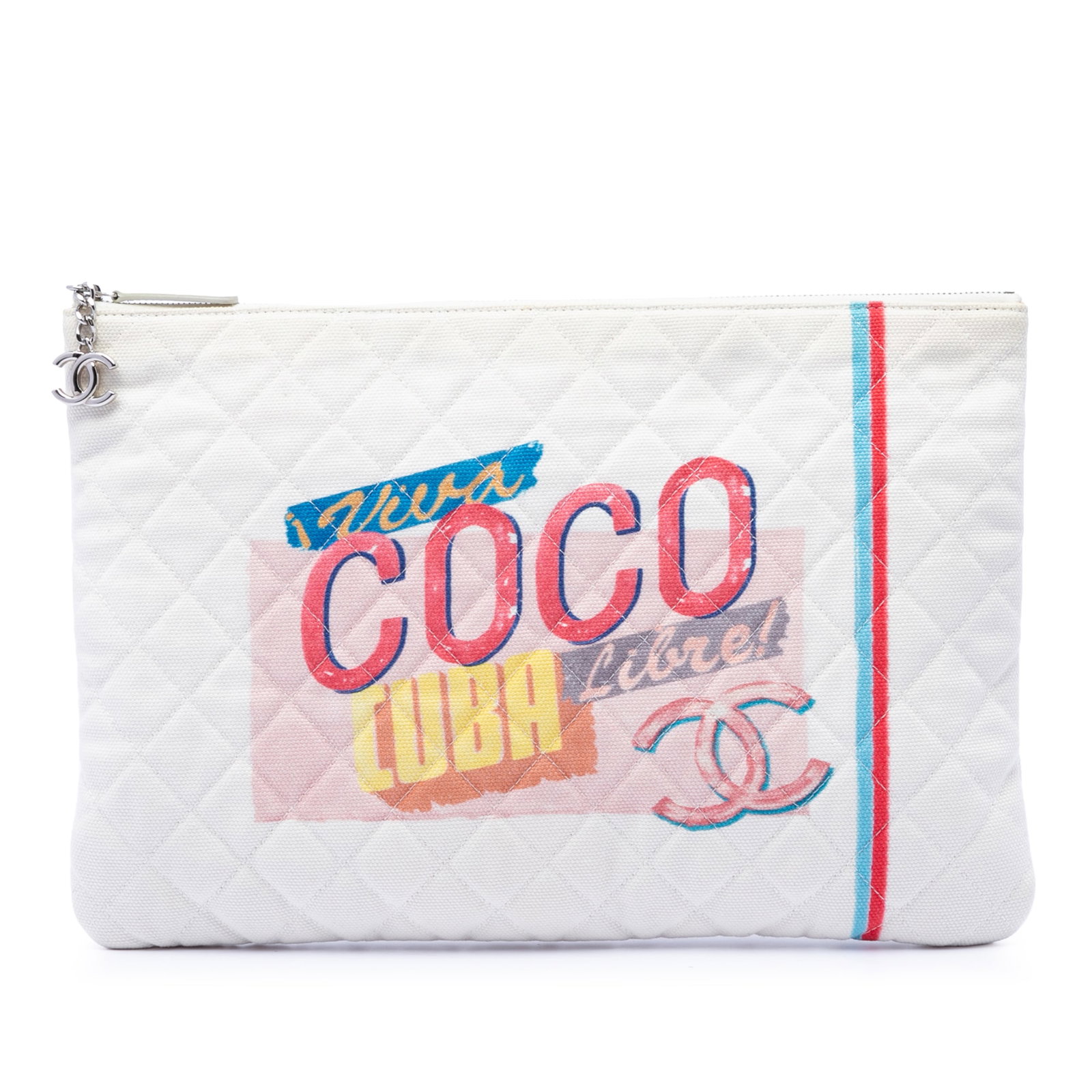 Chanel Coco Cuba Libre O Case Large Quilted Canvas Clutch (1 of 6)