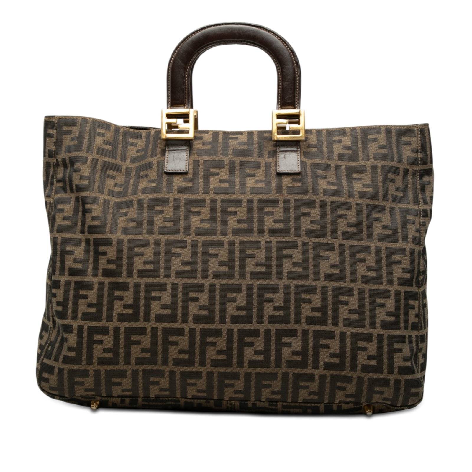 Fendi Twins Tote Large Zucca Canvas Brown Shoulder Bag: Fendi Twins Tote Large Zucca Canvas Brown Shoulder Bag Fendi Large Zucca Canvas Twins Tote in brown canvas with flat leather top handles, an open top with magnetic snap closure, and an interior zip po