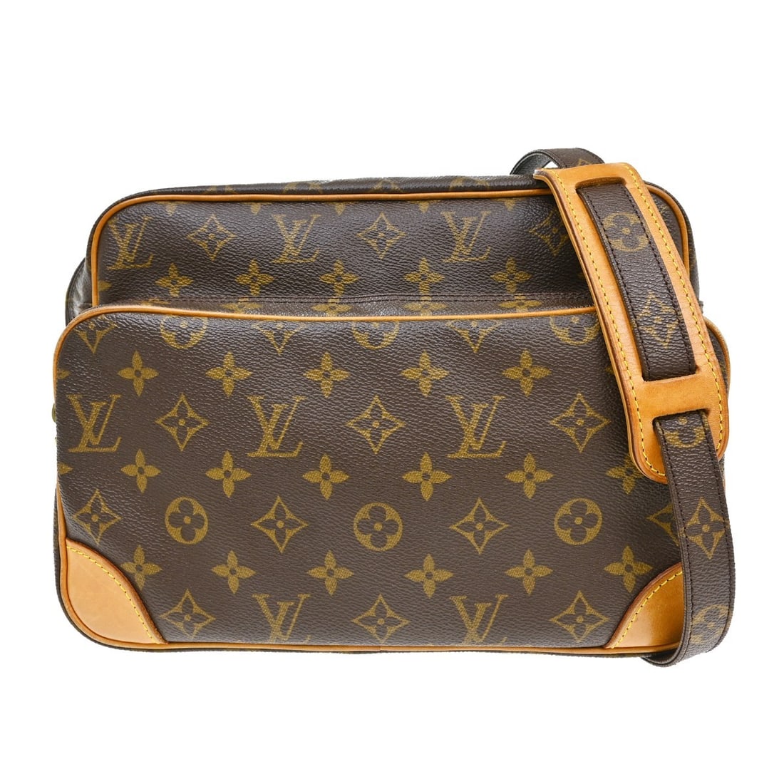 Louis Vuitton Nile Monogram Crossbody Shoulder Bag M45244: Louis Vuitton Nile Monogram Crossbody Shoulder Bag M45244 Vintage Louis Vuitton Nile shoulder bag in brown Monogram canvas with leather trim. This medium bag features a zip closure, adjustable crossbo
