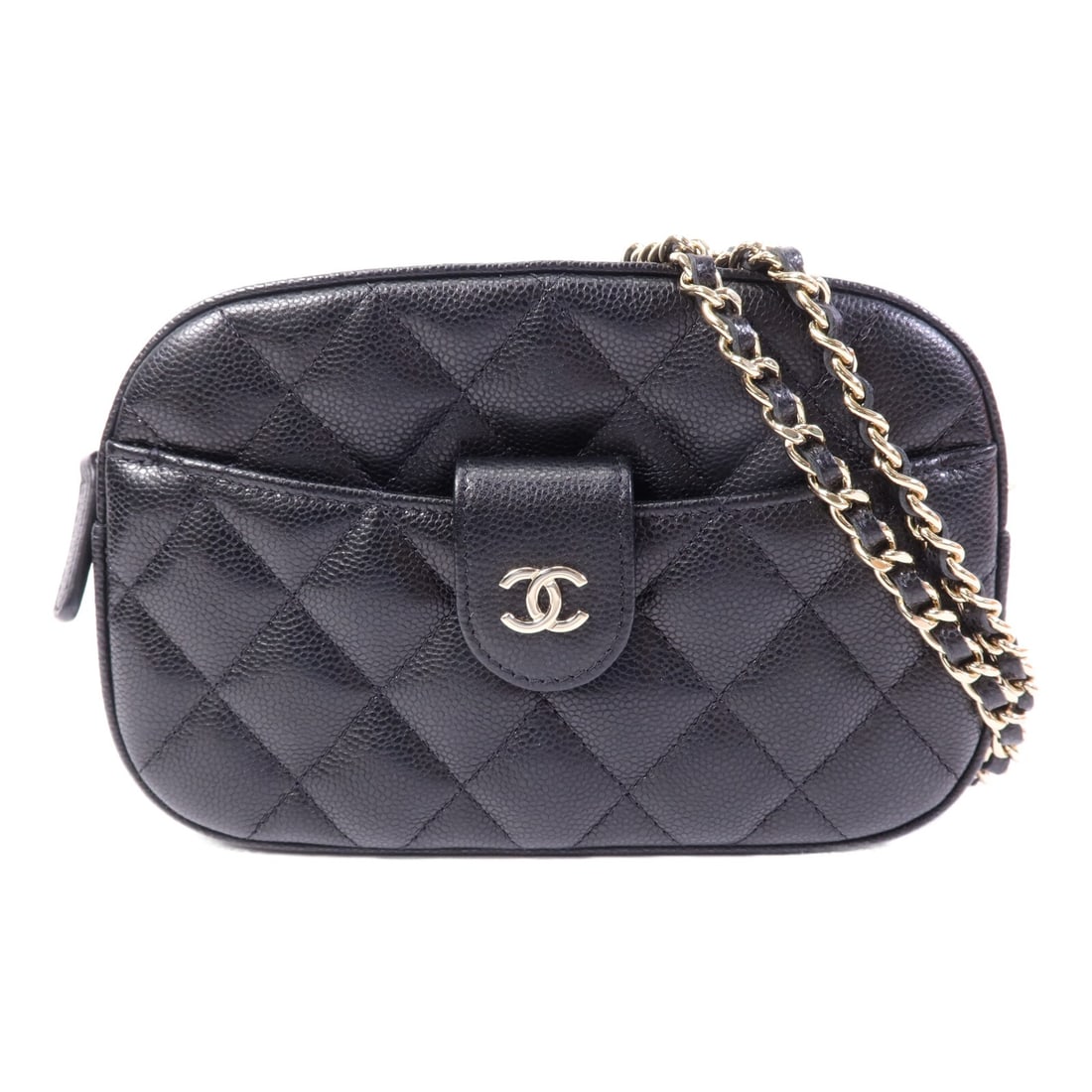 CHANEL AP3998 Black Calfskin Camera Shoulder Bag with Chain: CHANEL AP3998 Black Calfskin Camera Shoulder Bag with Chain CHANEL CC GHW Camera Bag Chain Shoulder Bag in black calfskin leather. This model AP3998 features a chain shoulder strap, a magnetic pocket 
