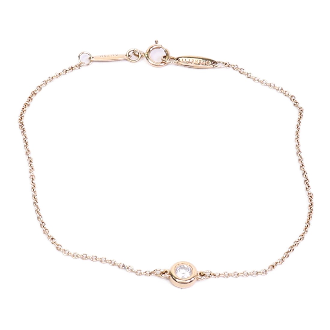 Tiffany Co Elsa Peretti Diamonds by the Yard 18K Rose Gold Bracelet: Tiffany Co Elsa Peretti Diamonds by the Yard 18K Rose Gold Bracelet A Tiffany & Co. Elsa Peretti Diamonds by the Yard bracelet in 18K pink gold with diamond. The piece is described as a women's bracel