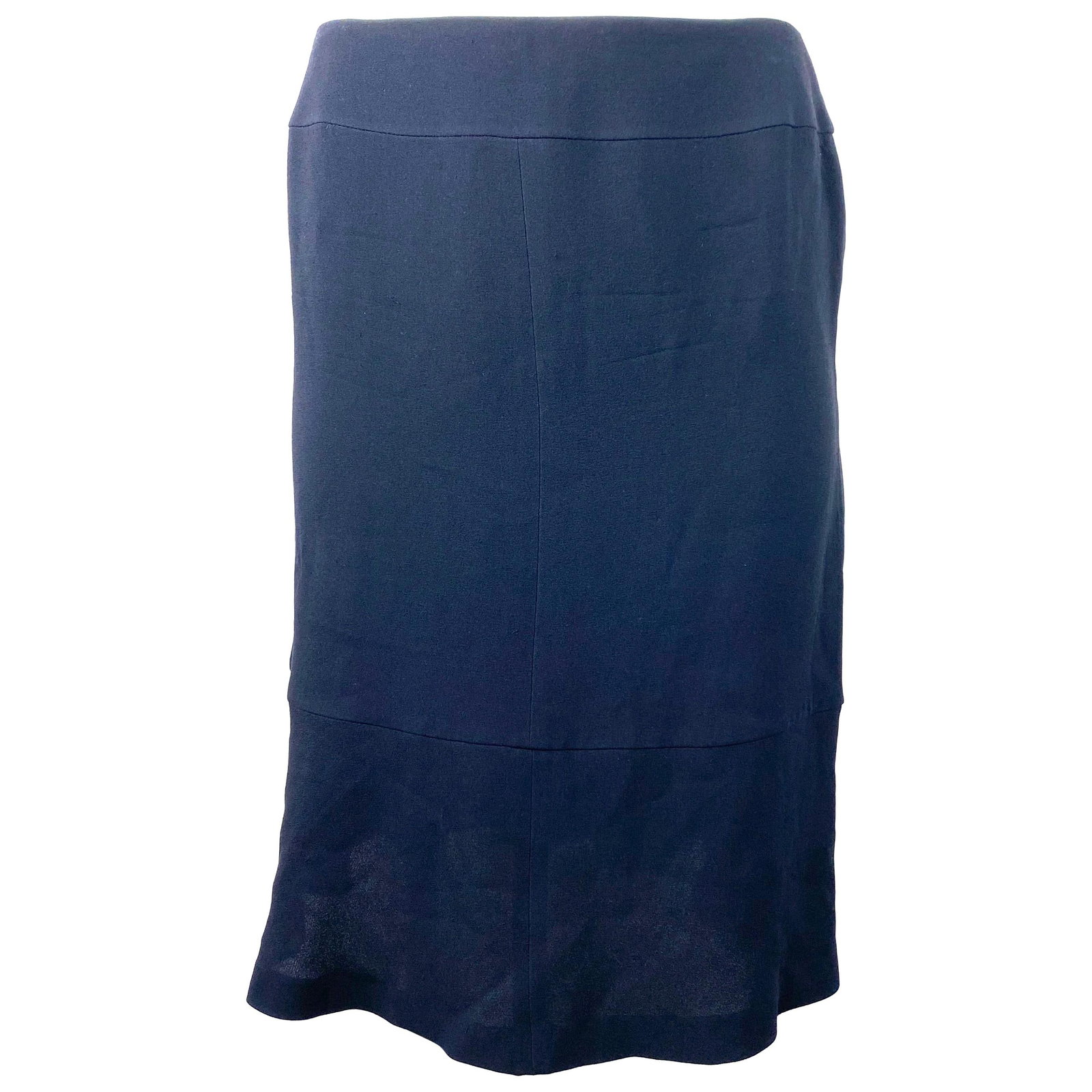 Chanel Size 42 Silk Knee Length Skirt in Navy (1 of 12)