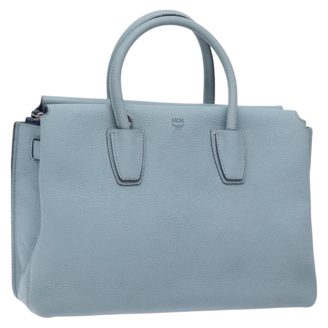 MCM Leather Handbag Light Blue Silver Tone Korea (1 of 18)