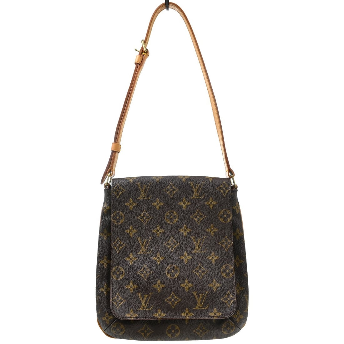 Louis Vuitton Musette Salsa Monogram Shoulder Bag M51258: Louis Vuitton Musette Salsa Monogram Shoulder Bag M51258 Vintage Louis Vuitton Musette Salsa short shoulder bag in brown Monogram canvas with leather trim. This medium shoulder bag features a flap wit
