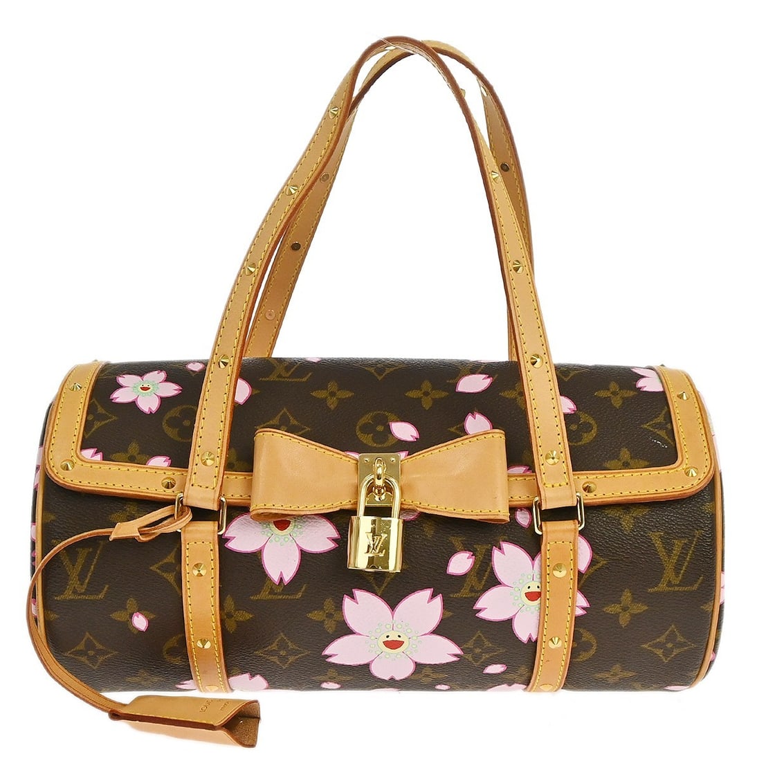 Louis Vuitton Papillon M92009 Monogram Cherry Blossom Top Handle Bag: Louis Vuitton Papillon M92009 Monogram Cherry Blossom Top Handle Bag Louis Vuitton Monogram Cherry Blossom Papillon handbag in brown and pink Monogram Cherry Blossom canvas with leather trim. This wom