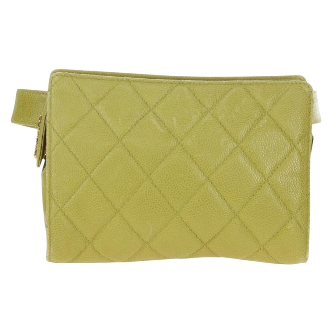 Chanel Vintage Zip Belt Yellow Leather Quilted Bag: Chanel Vintage Zip Belt Yellow Leather Quilted Bag Vintage Chanel Zip Belt in yellow quilted caviar leather. This women's accessory is made in Italy and remains in good condition with light wear and m