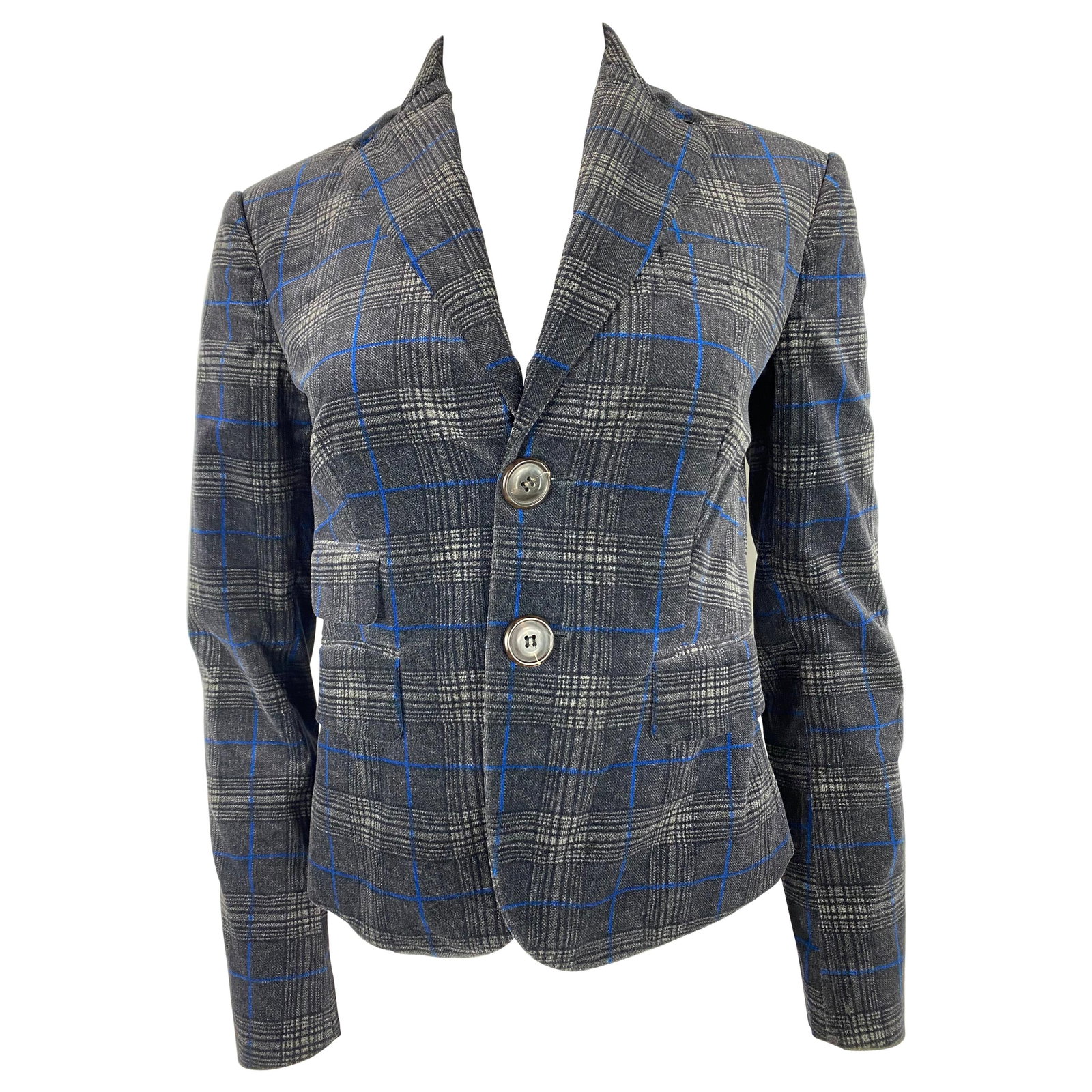 Dsquared2 Velvet Plaid Blazer Jacket Grey Blue Size 42 (1 of 13)