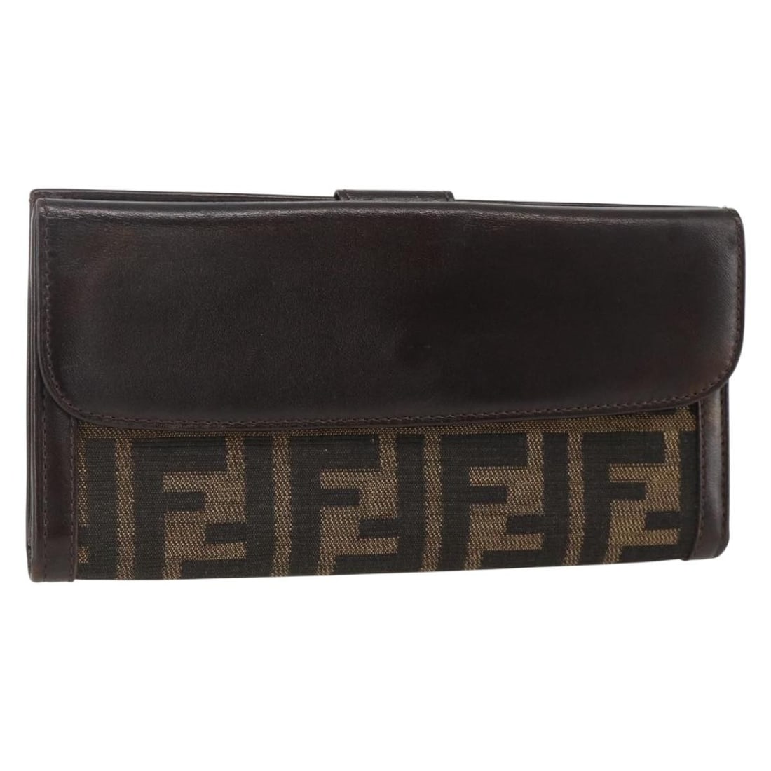 FENDI Zucca Canvas Long Wallet in Black Brown: FENDI Zucca Canvas Long Wallet in Black Brown Fendi long wallet in Zucca canvas with a black and brown colorway. Made in Italy, this women's wallet measures approximately 7.5 x 3.7 x 0.6 inches (W19 x