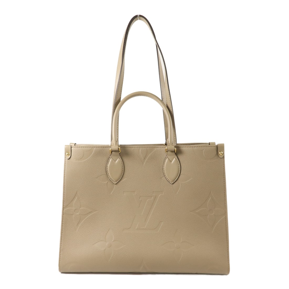 Louis Vuitton On The Go MM M45607 Empreinte Turtledove 2way Shoulder Bag: Louis Vuitton On The Go MM M45607 Empreinte Turtledove 2way Shoulder Bag Louis Vuitton OnTheGo MM 2-way shoulder bag in Turtledove Monogram Empreinte calfskin. This women's bag features a structured s
