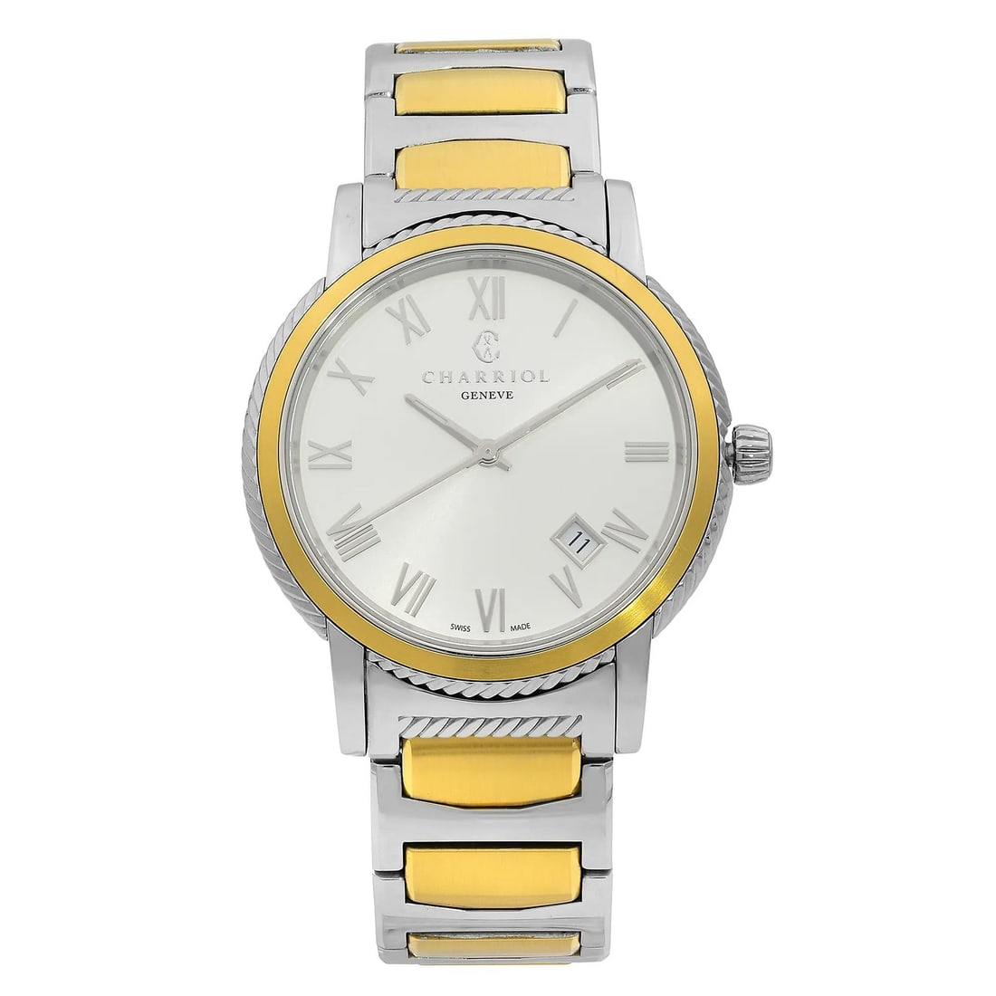 Charriol Parisii 40mm Quartz Men Watch Silver Dial Two Tone Steel P40SY2.931.001 (1 of 7)