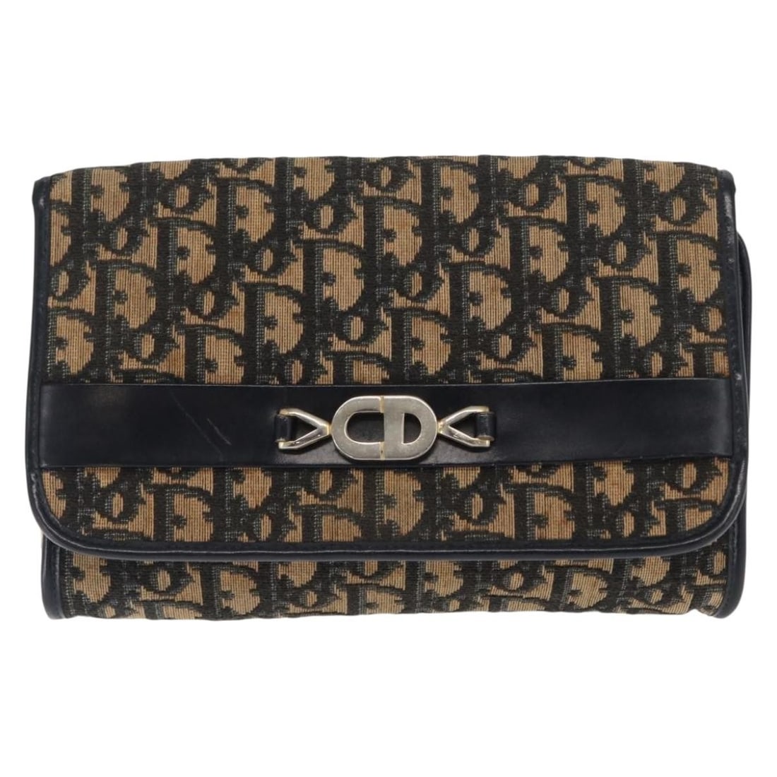 Christian Dior Vintage CD Trotter Shoulder Bag Navy Canvas: Christian Dior Vintage CD Trotter Shoulder Bag Navy Canvas This Christian Dior vintage CD Trotter shoulder bag for women features a navy canvas exterior with leather details. It shows signs of wear in