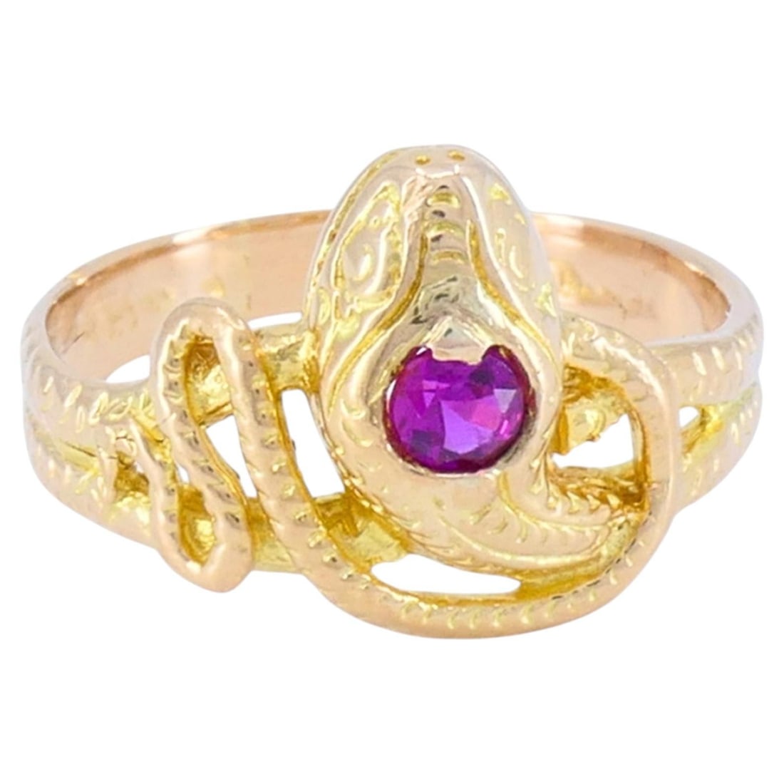 Vintage 14k Gold Ruby Serpent Ring Size 8.5 (1 of 10)