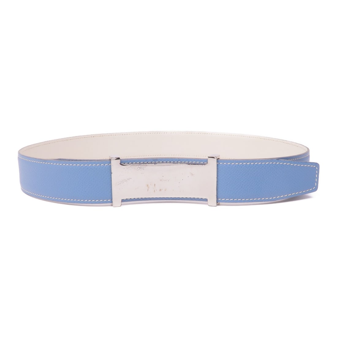 Hermes D Size 75 Epsom Calfskin Belt Blue Jean PHW: Hermes D Size 75 Epsom Calfskin Belt Blue Jean PHW Hermes PHW belt in Blue Jean, made from Epsom and calfskin (cowhide). It is a women's regular-size belt made in France, with a D stamp indicating 201