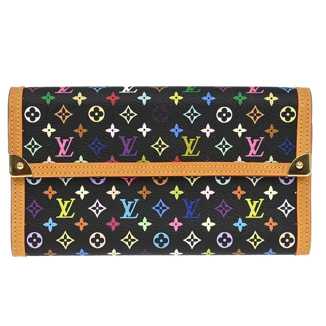 Louis Vuitton Porte Tresor International Wallet Multicolor Monogram M92658: Louis Vuitton Porte Tresor International Wallet Multicolor Monogram M92658 Louis Vuitton Porte Tresor International wallet in Monogram Multicolor canvas and leather, presented in black (Noir). It is a