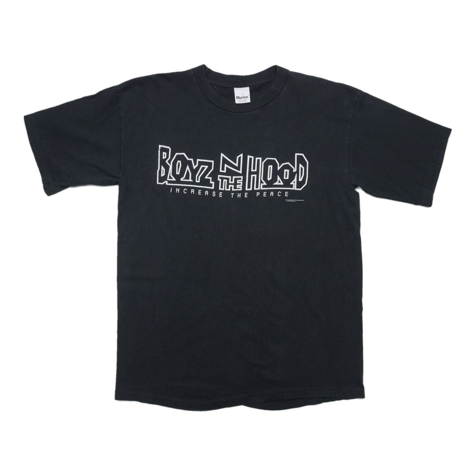 Vintage 1991 Boyz N The Hood Black Cotton T Shirt XL: Vintage 1991 Boyz N The Hood Black Cotton T Shirt XL Authentic vintage 1991 Boyz N The Hood Increase The Peace shirt with a front graphic only. This original 1990s single-stitch shirt is described as 