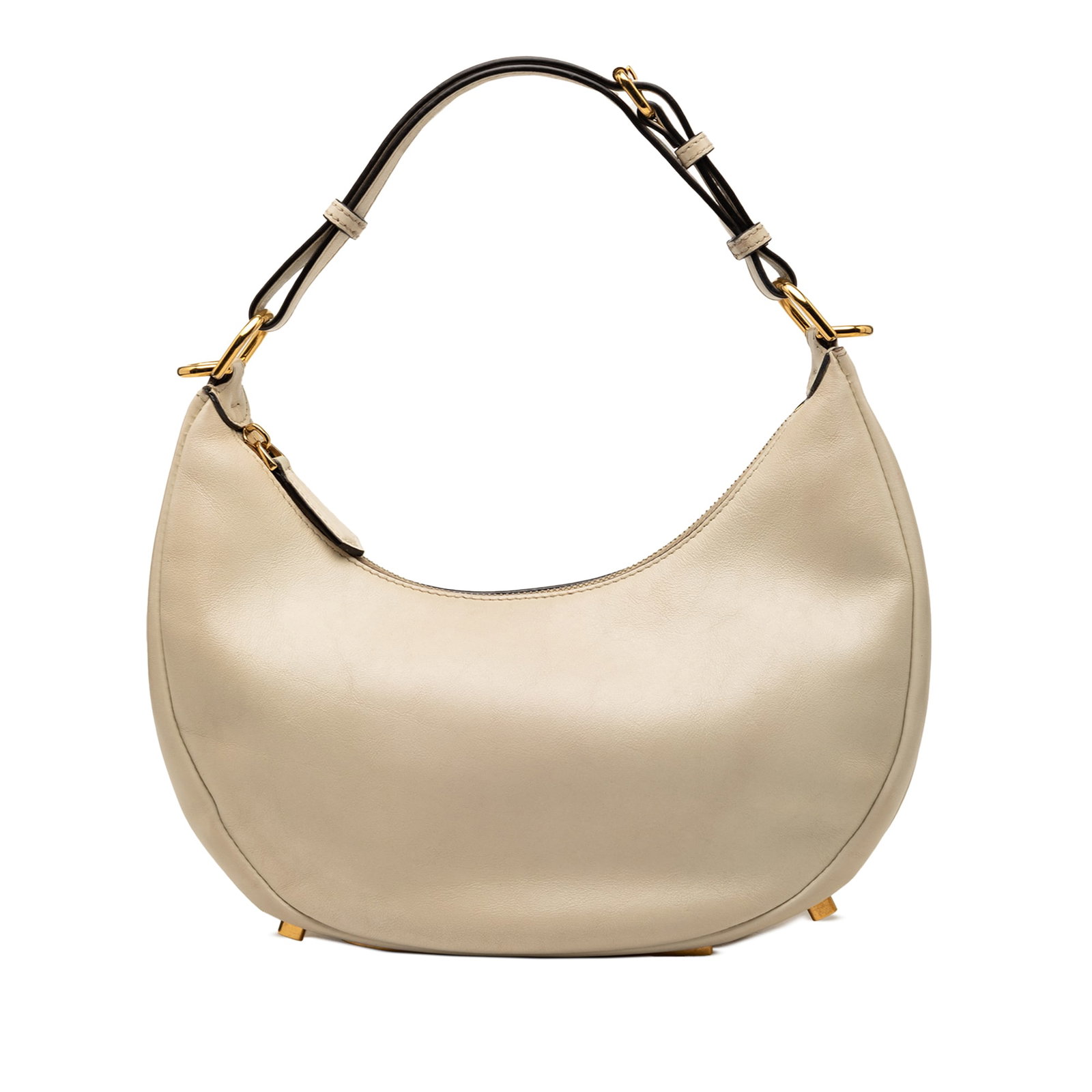 Fendi Fendigraphy Small Brown Leather Hobo Bag: Fendi Fendigraphy Small Brown Leather Hobo Bag Small Fendigraphy hobo bag crafted in brown leather with an adjustable flat leather strap, gold-tone hardware, and a top zip closure. Includes a dust bag