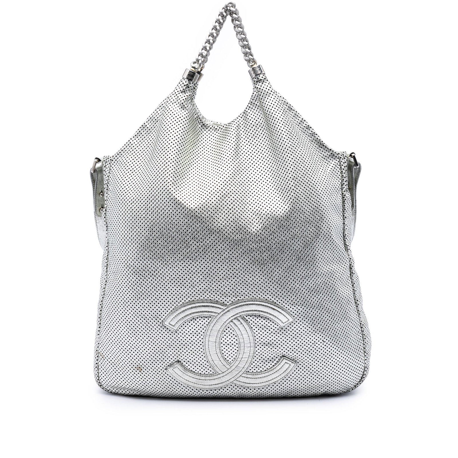 Chanel Rodeo Drive Large Perforated Metallic Calfskin Leather Satchel (1 of 5)