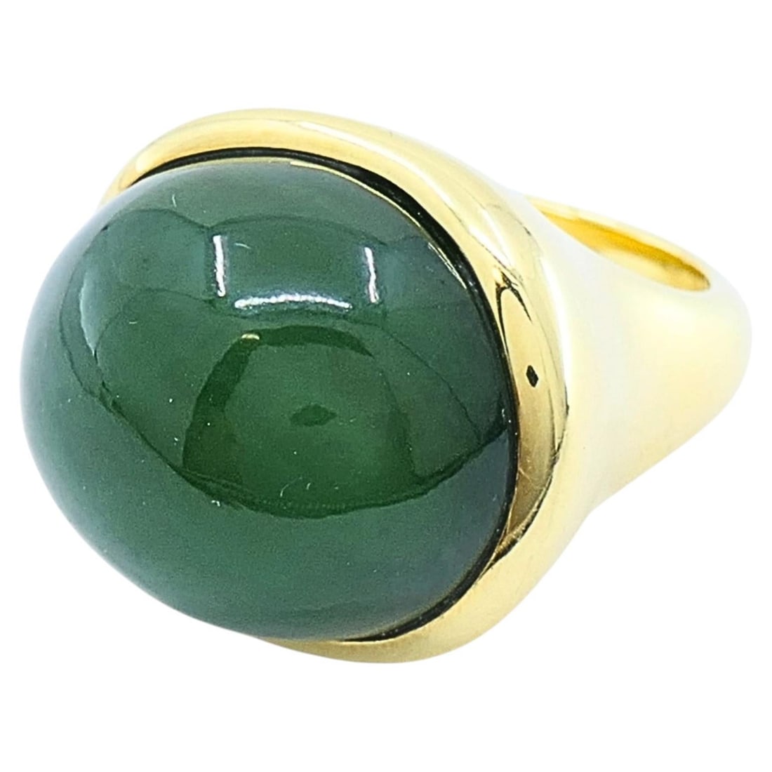 Tiffany Co Elsa Peretti Jade Cabochon 18k Gold Dome Ring Size 7 (1 of 12)