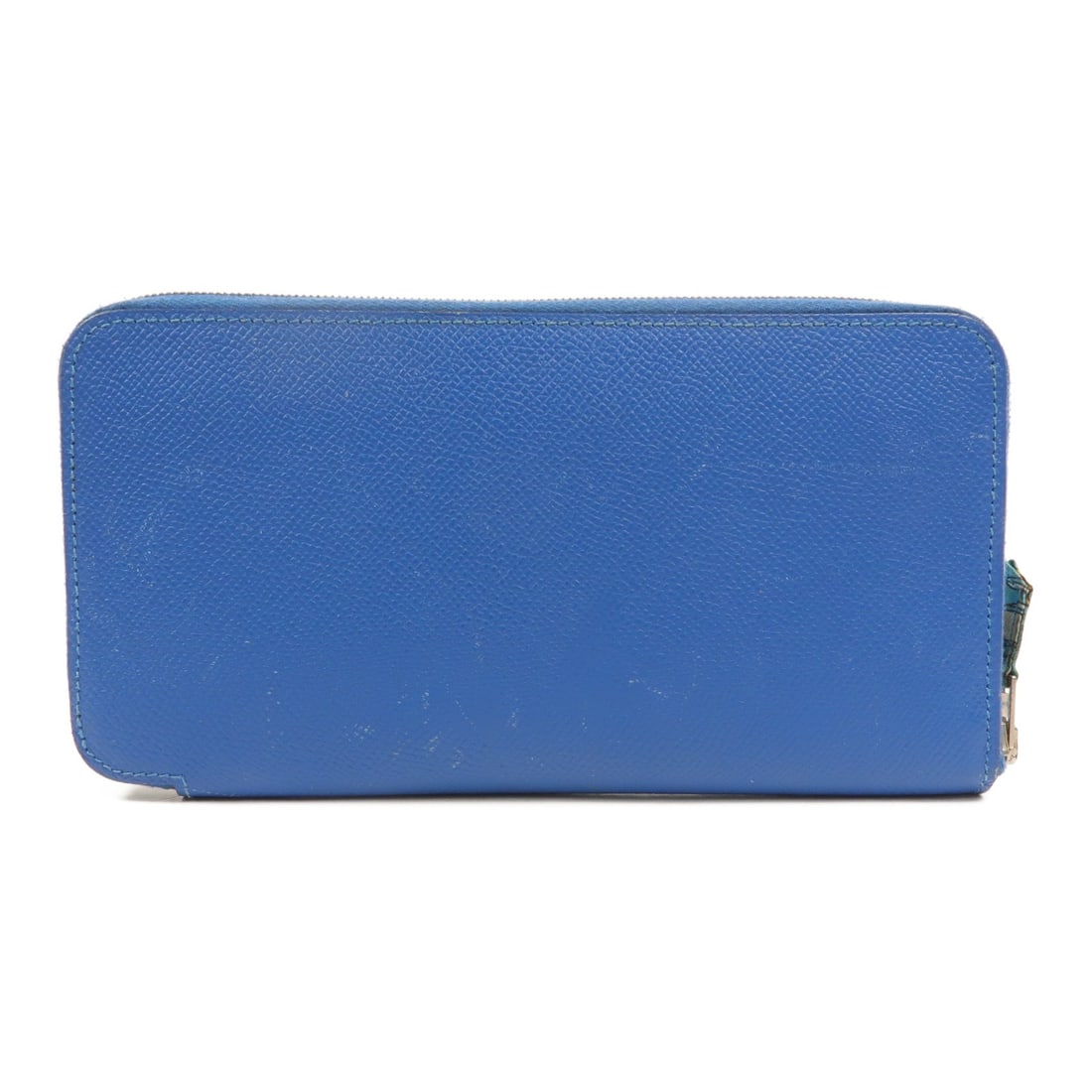 Hermes Slik Long Wallet Epsom Calfskin Bleu Hydra PHW: Hermes Slik Long Wallet Epsom Calfskin Bleu Hydra PHW Hermes Slik In long wallet in Veau Epsom leather with palladium-tone hardware. This L-shaped zipper wallet is crafted in Bleu Hydra calfskin and f