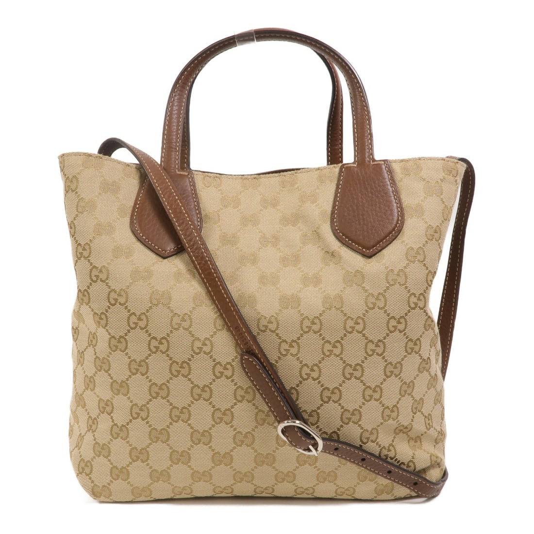 Gucci Ramble Reversible 2 Way Tote Bag 370825 GG Canvas Calfskin (1 of 18)